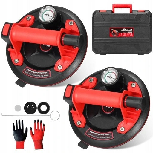 VACUUM SUCTION CUP 300KG WITH PRESSURE GAUGE PUMP PAIR OF GLOVES FOR WINDOW TILES