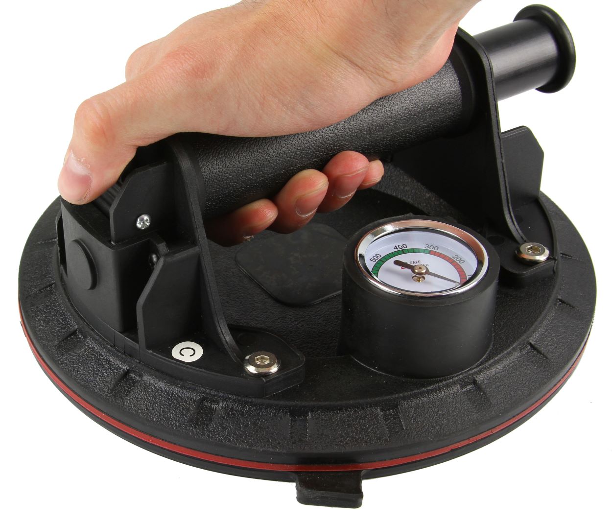 VACUUM SUCTION CUP HOLDER WITH PRESSURE GAUGE WITH GLAZE TILE GLASS PUMP Packaging status original