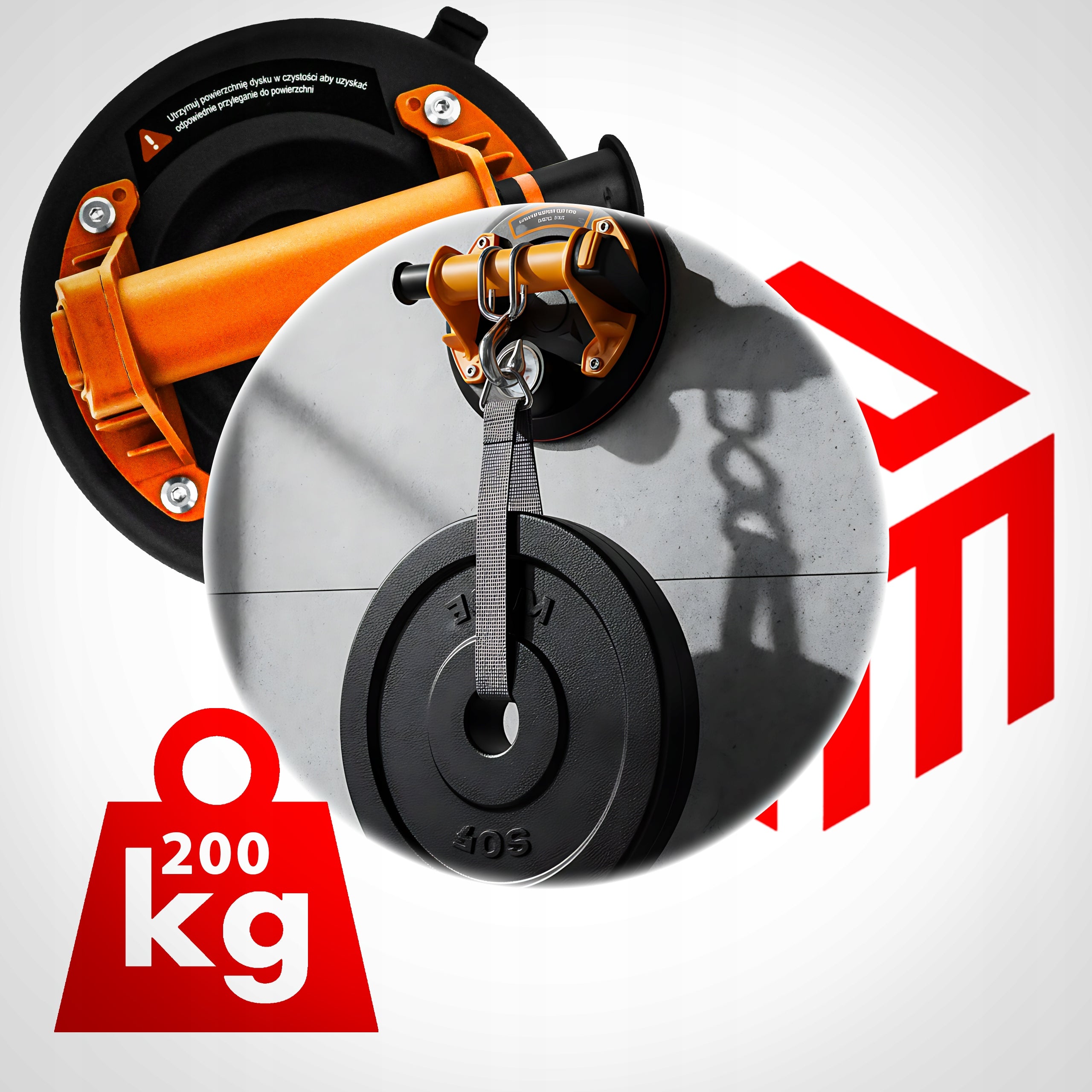 VACUUM SUCTION CUP WITH PRESSURE GAUGE AND PUMP TWO-LAYER LIFTING CAPACITY 200KG Manufacturer code ZAM-O2012