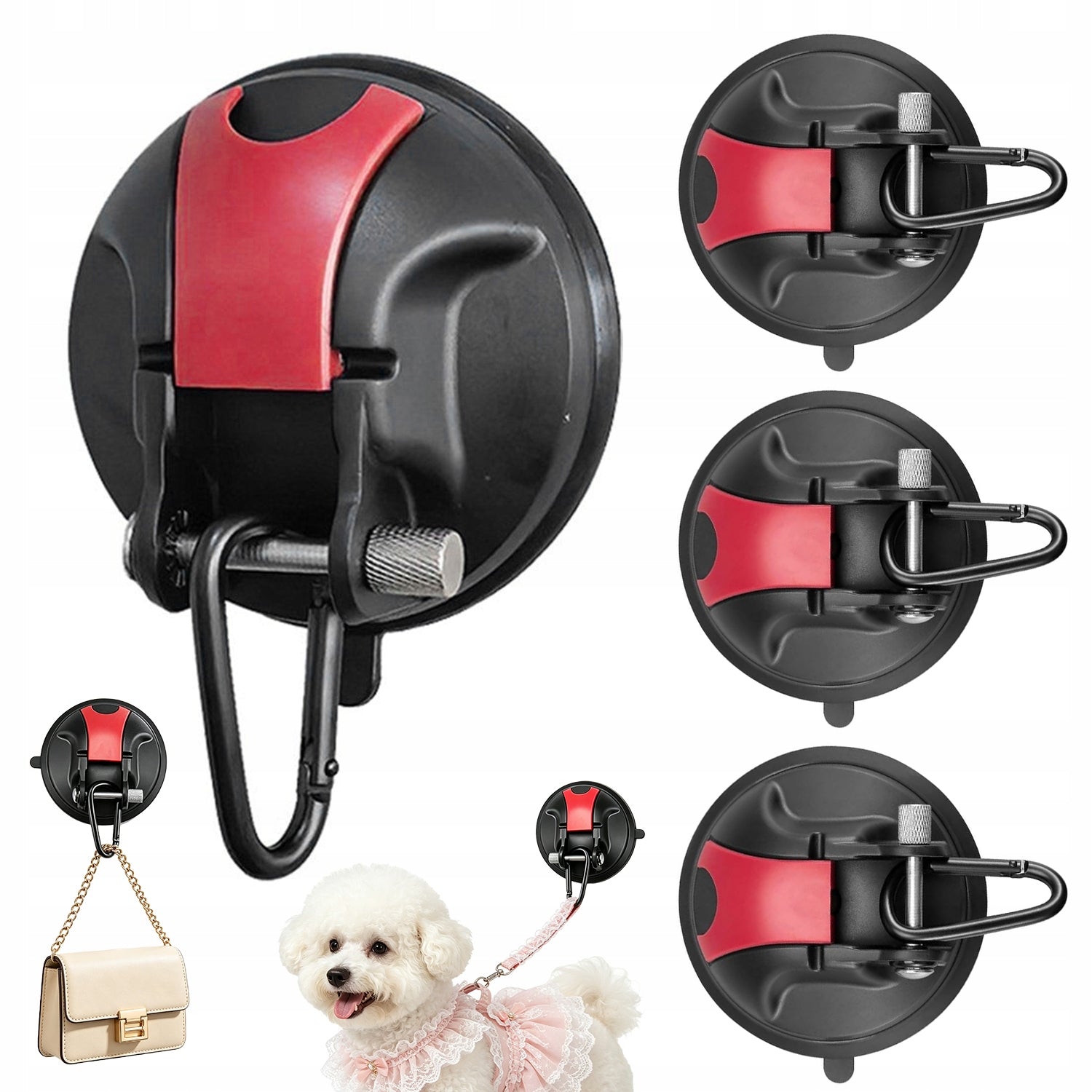 VACUUM SUCTION CUPS WITH HOOKS 4 PIECES HIGH LOAD CAPACITY FOR BATHROOM AND MOTORHOME