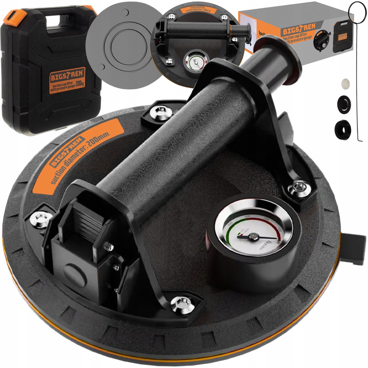 VACUUM TILE SUCTION CUP WITH PUMP PRESSURE GAUGE WINDOW HOLDER GLAZE PRO
