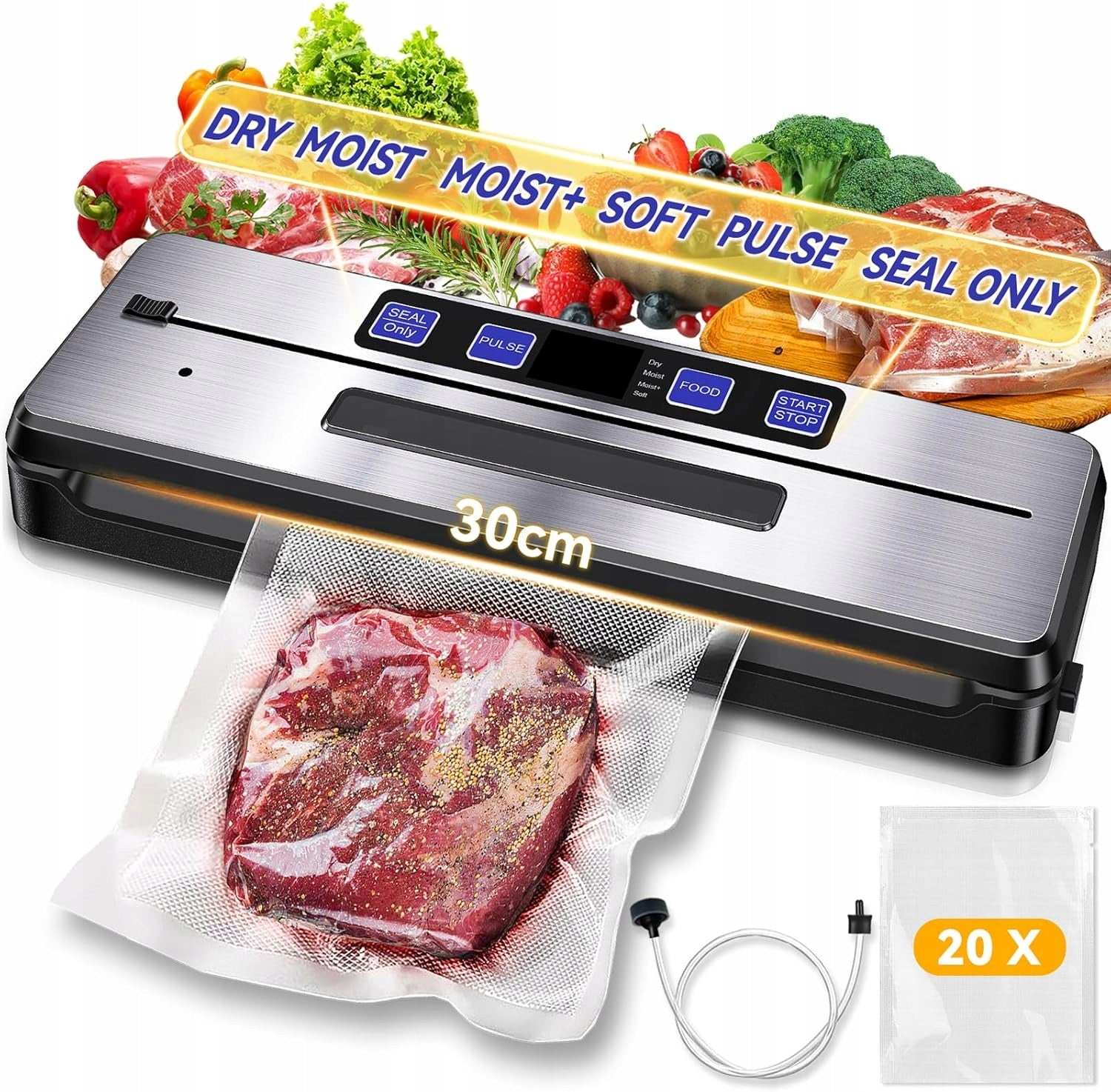 VACUUM WELDING MACHINE FOOD FOIL PACKAGING MACHINE 120W + 20X BAGS