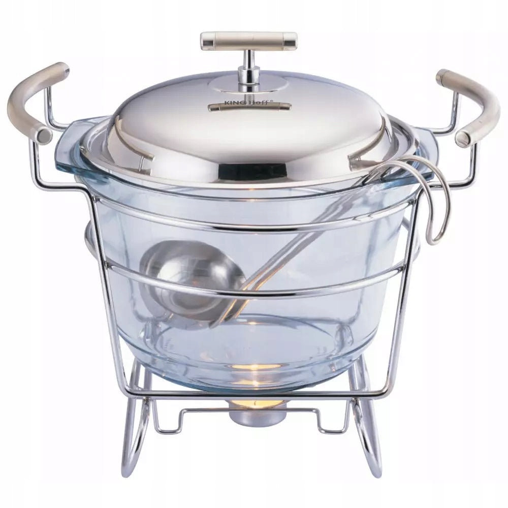 VASE 4 L Dish Warmer Heat Resistant Glass Dish in Stand