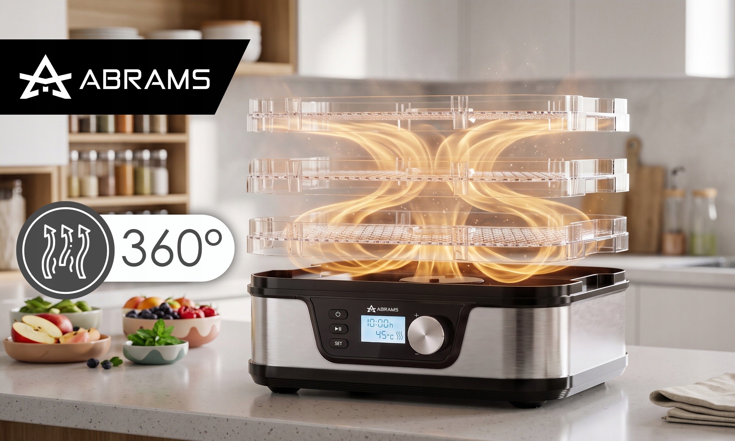 VEGETABLE AND FRUIT MUSHROOM DRYER 350W TEMPERATURE CONTROL TIMER 5 SIT Brand Abrams