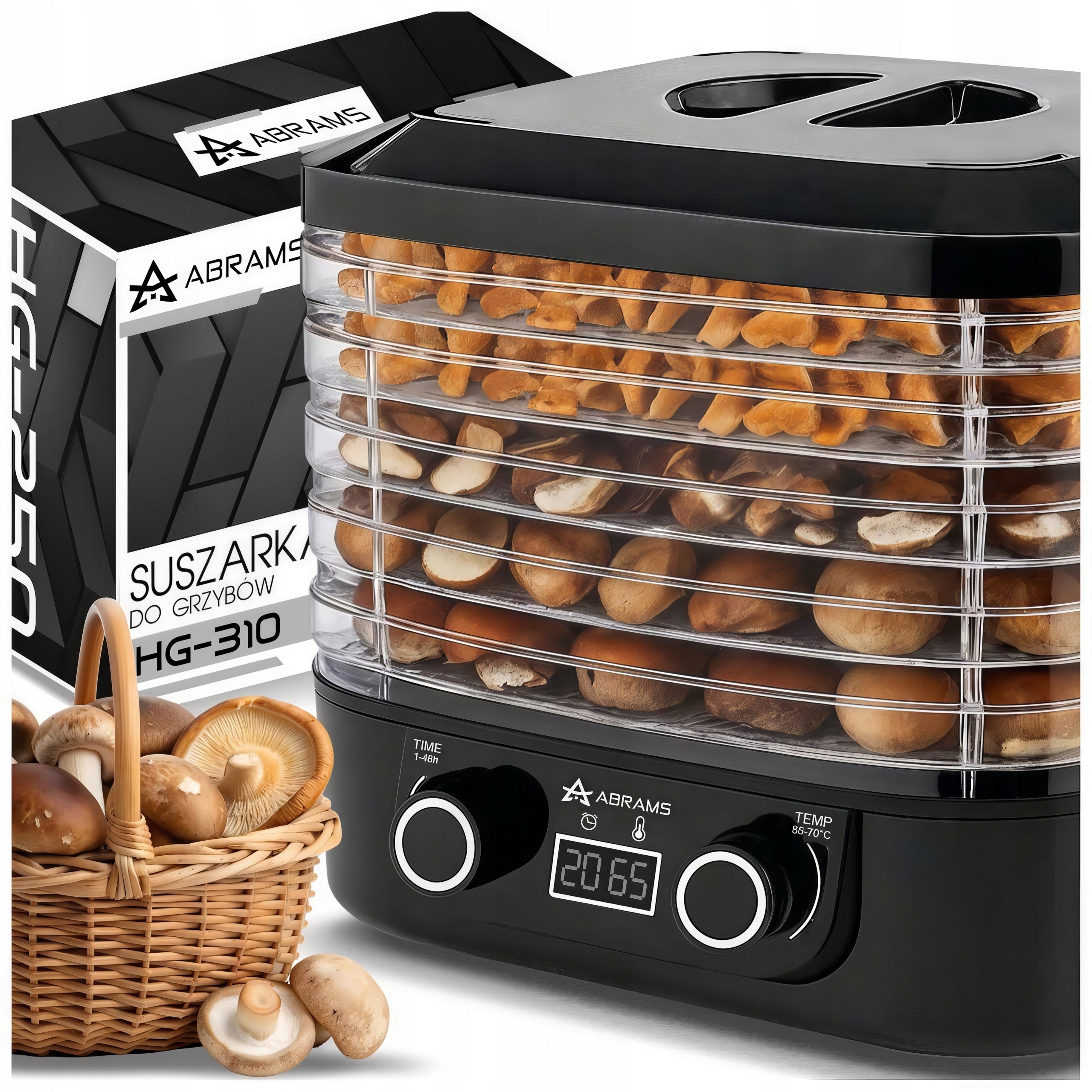 VEGETABLE AND FRUIT MUSHROOM DRYER 400W TEMPERATURE CONTROL TIMER 5 SIT