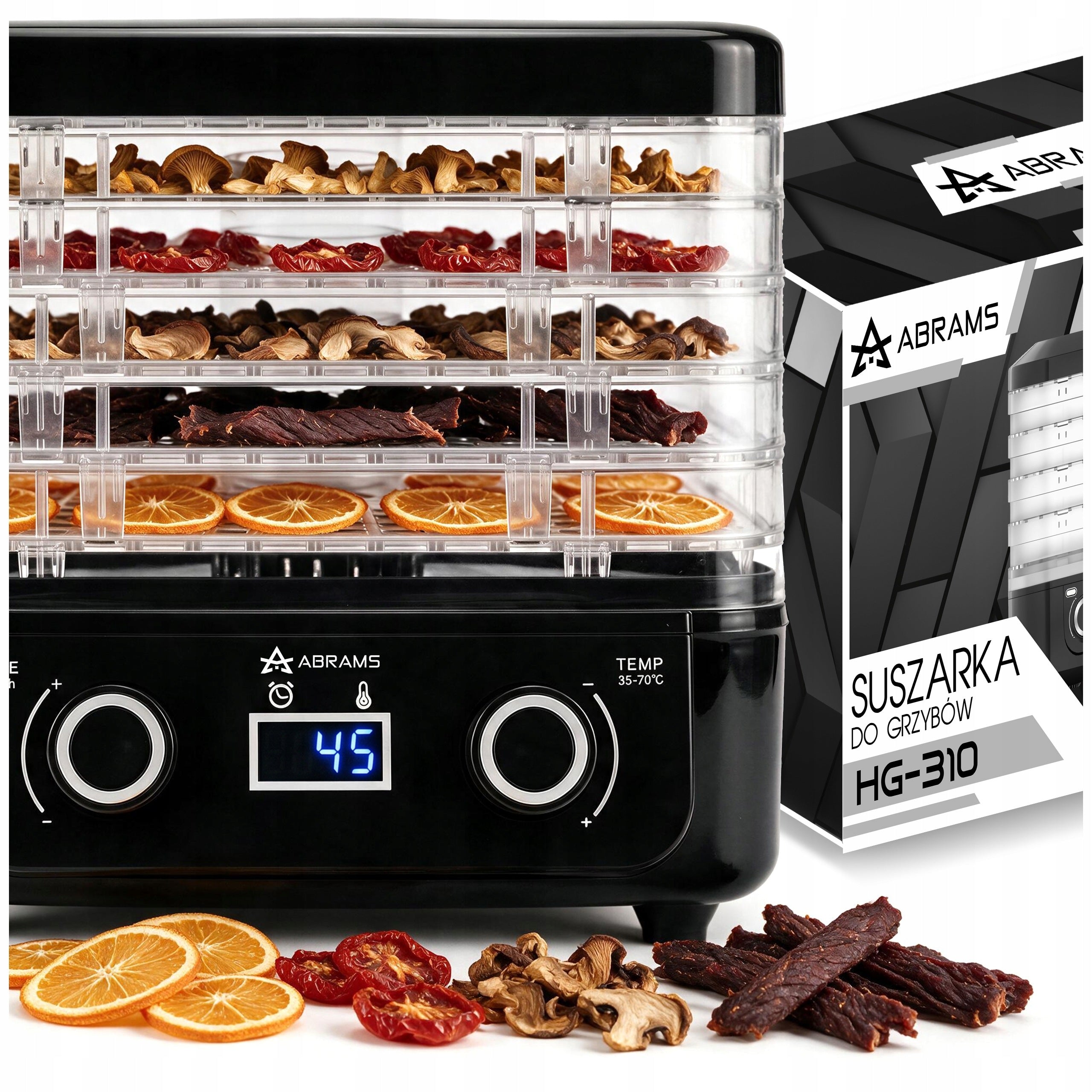 VEGETABLE AND FRUIT MUSHROOM DRYER 400W TEMPERATURE CONTROL TIMER 5 SIT