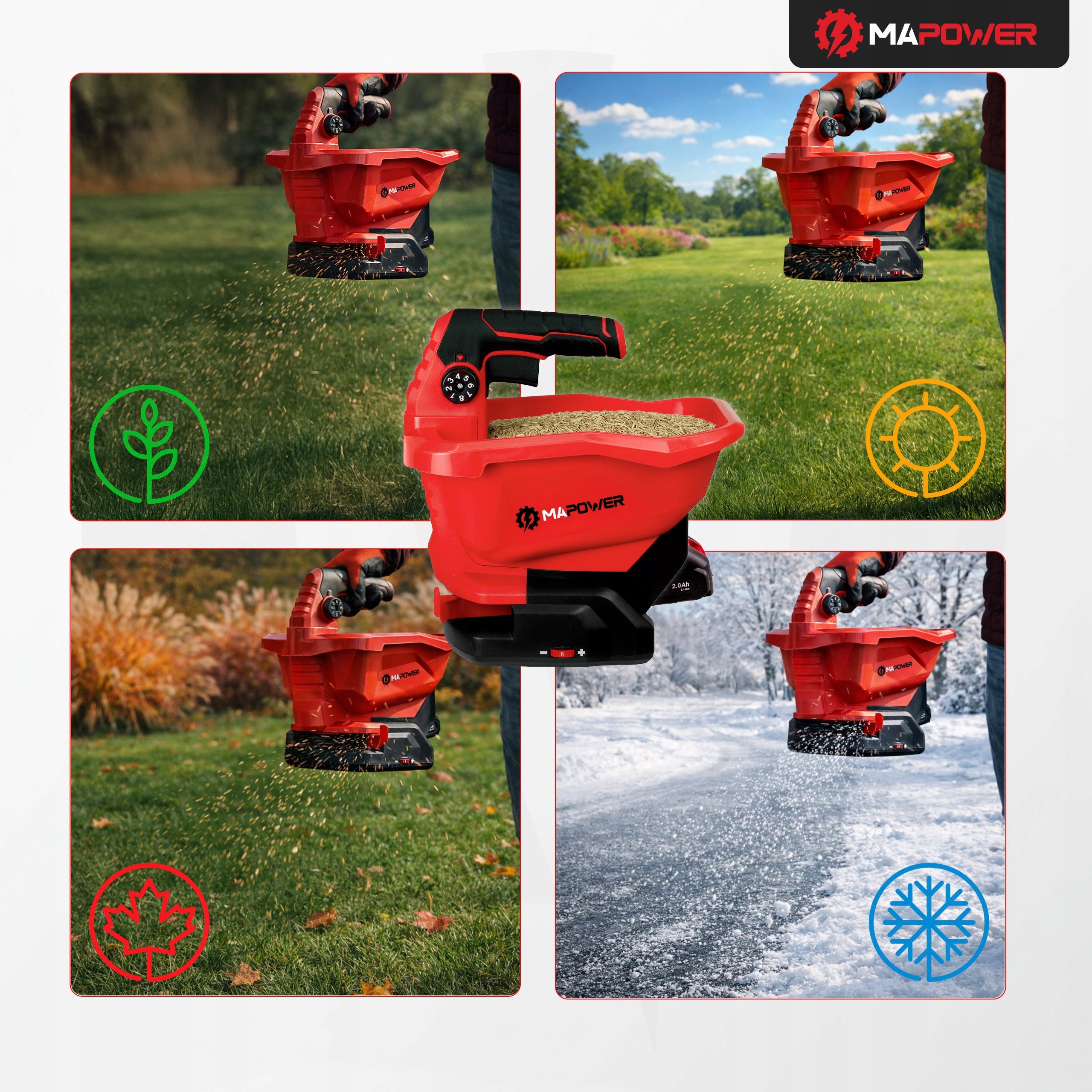 VEGETABLE FERTILIZER GRASS SEED DRILL GARDEN SPREADER 2 Ah Power supply rechargeable battery