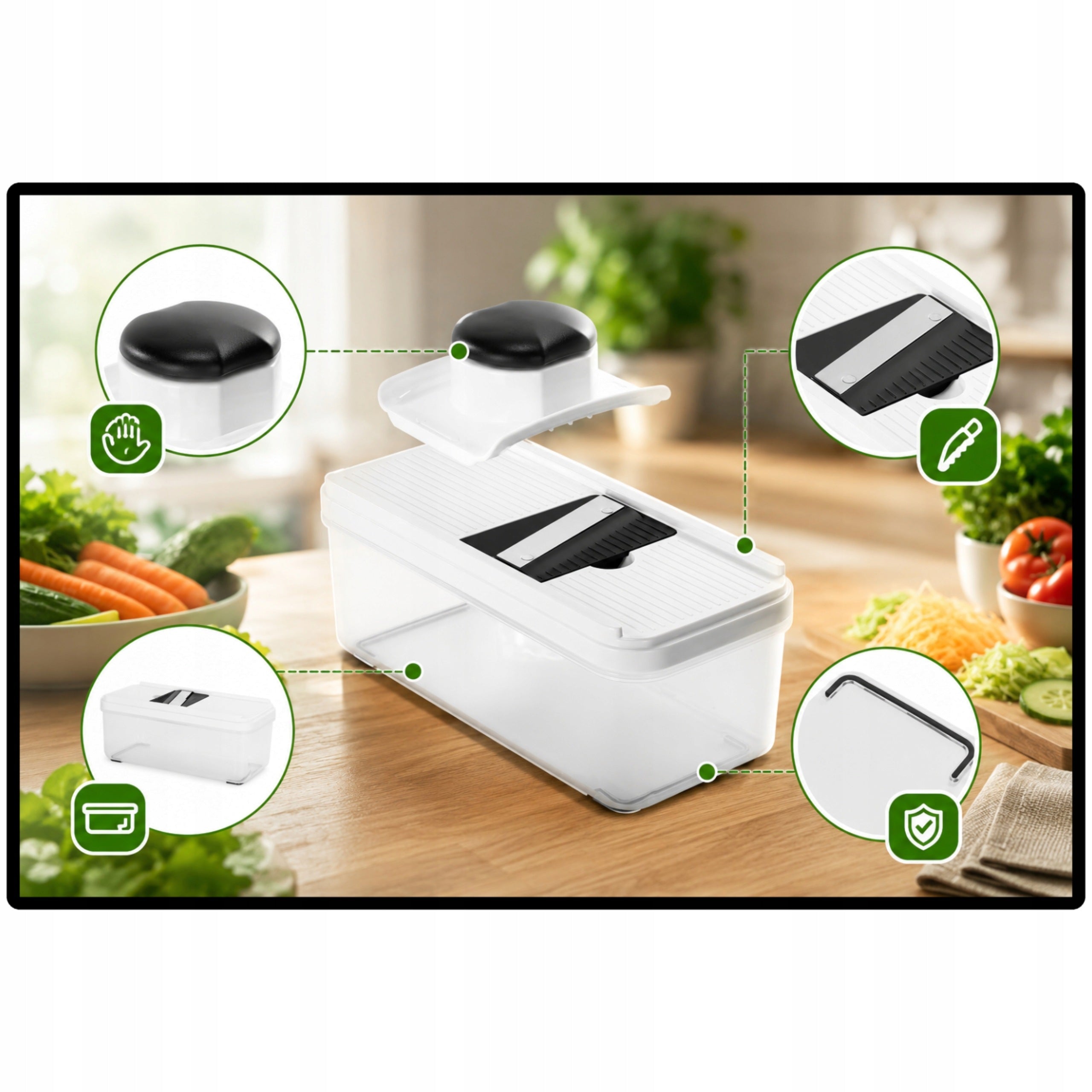 VEGETABLE MANDOLIN 5IN1 GRATER SLICER 5 INTERCHANGEABLE BLADES 1,7L SET Manufacturer code 5901801505372