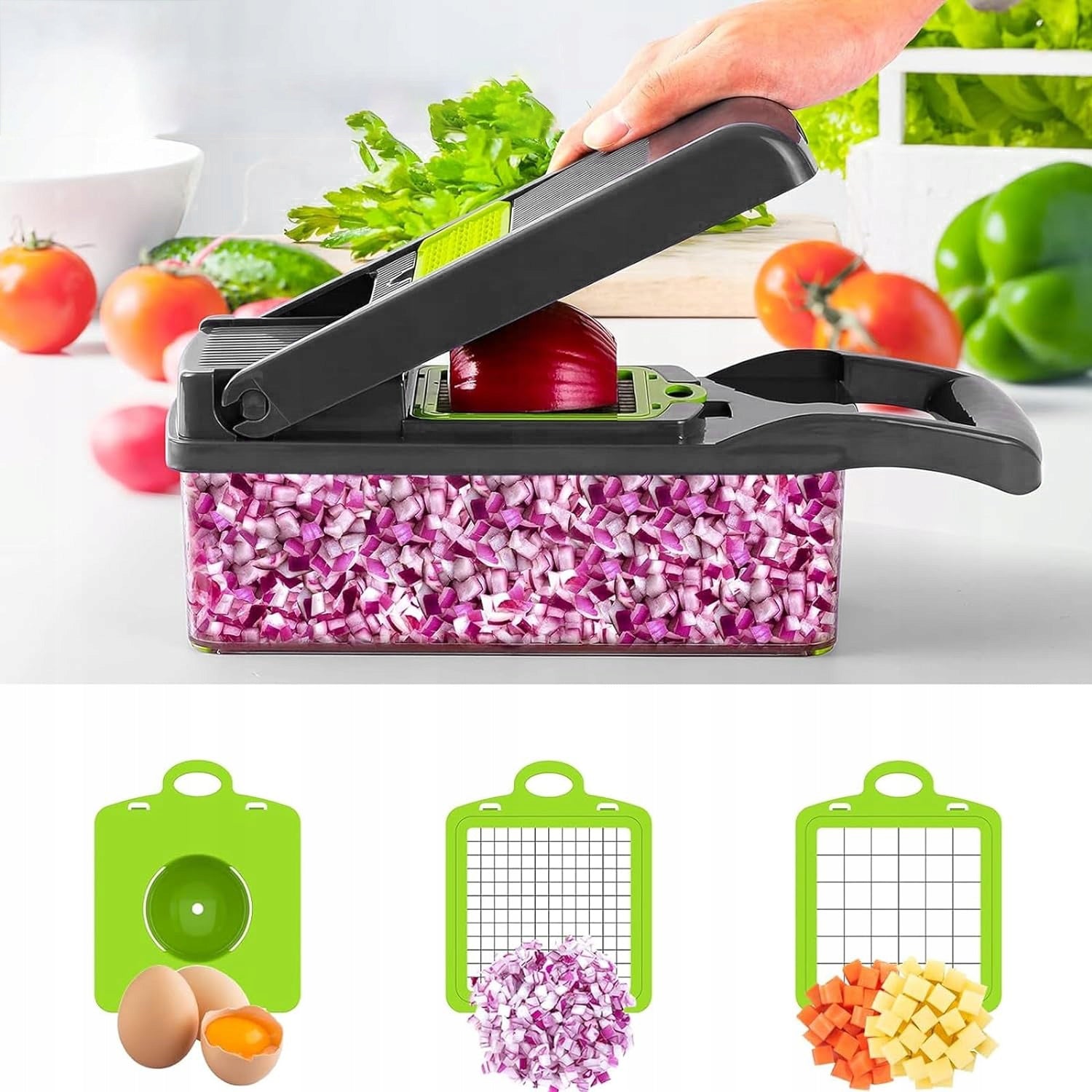 VEGETABLE SHREDDER HAND SLICER 7 BLADES FOR FRUITS AND VEGETABLES GREY Brand no brand