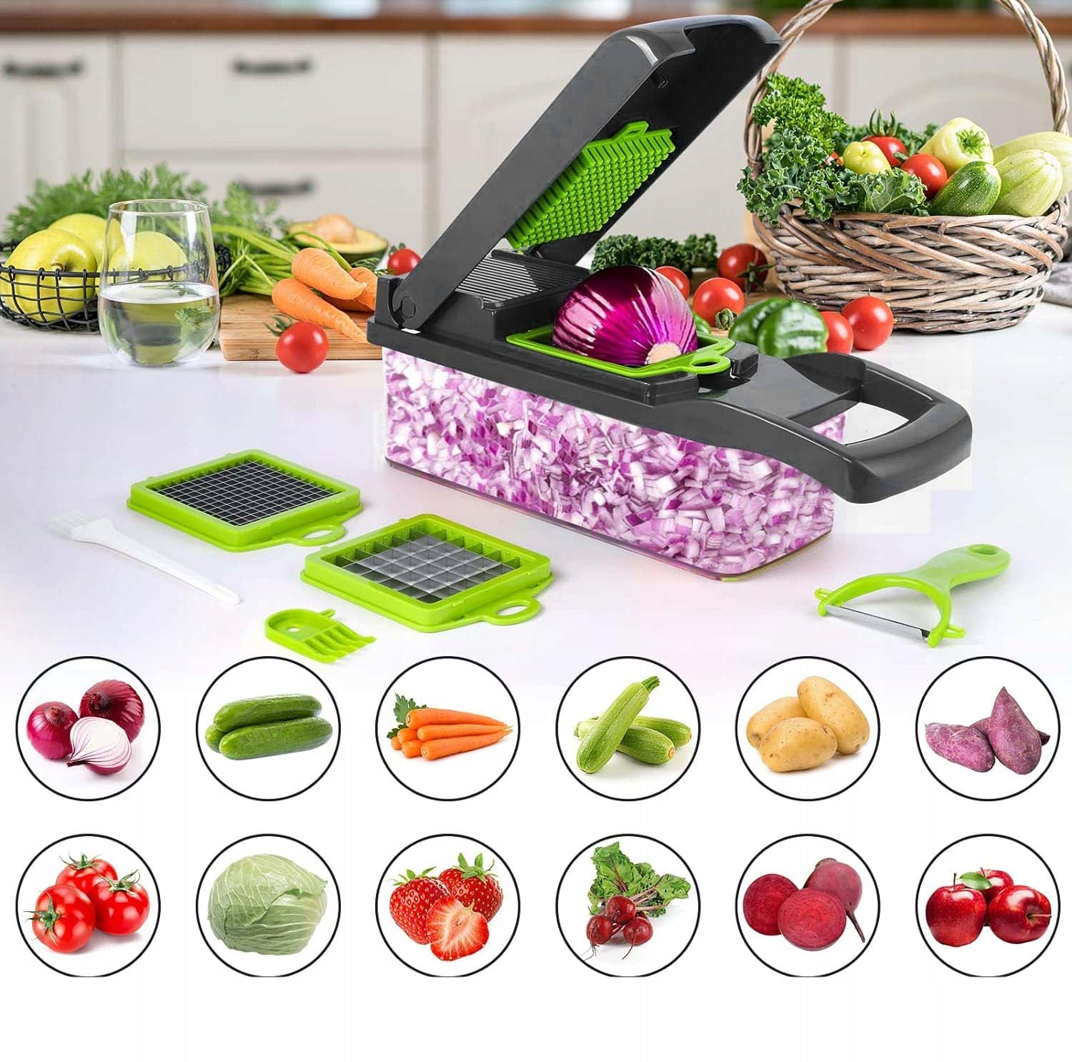 VEGETABLE SHREDDER HAND SLICER 7 BLADES FOR FRUITS AND VEGETABLES GREY Manufacturer code Manual Slicer -6HG1794