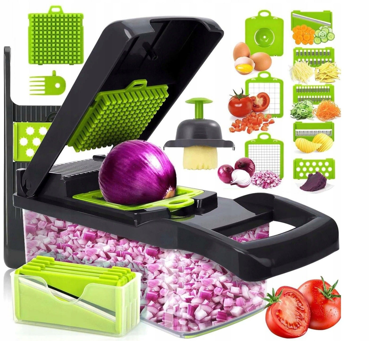 VEGETABLE SHREDDER HAND SLICER 7 BLADES FOR FRUITS AND VEGETABLES GREY