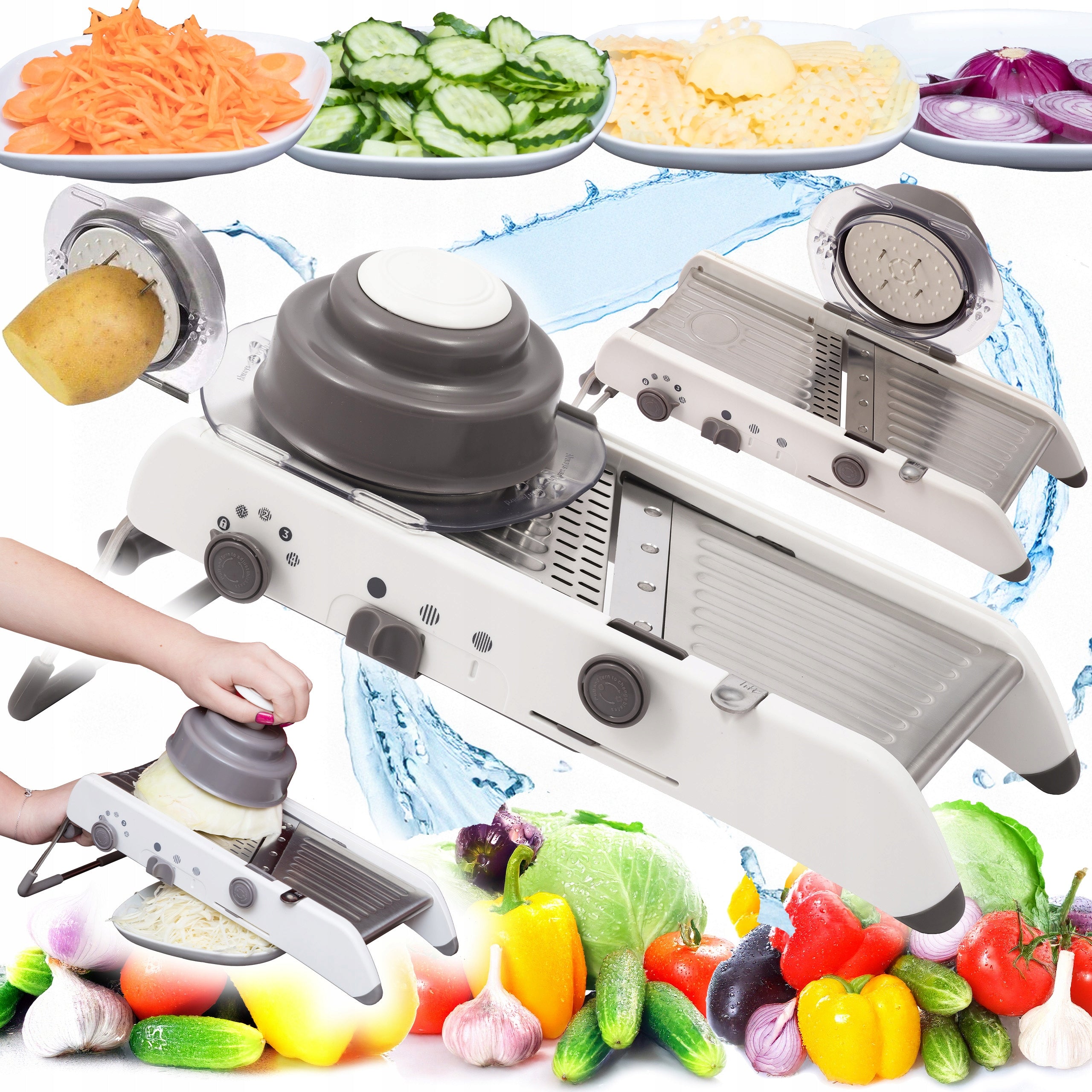 VEGETABLE SLICER GRATER ADJUSTABLE MANDOLIN CHOPPER