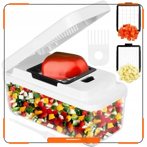 VEGETABLE SLICER ONION SHREDDER ABS CUBE STRIPS STEEL Dominant color clear