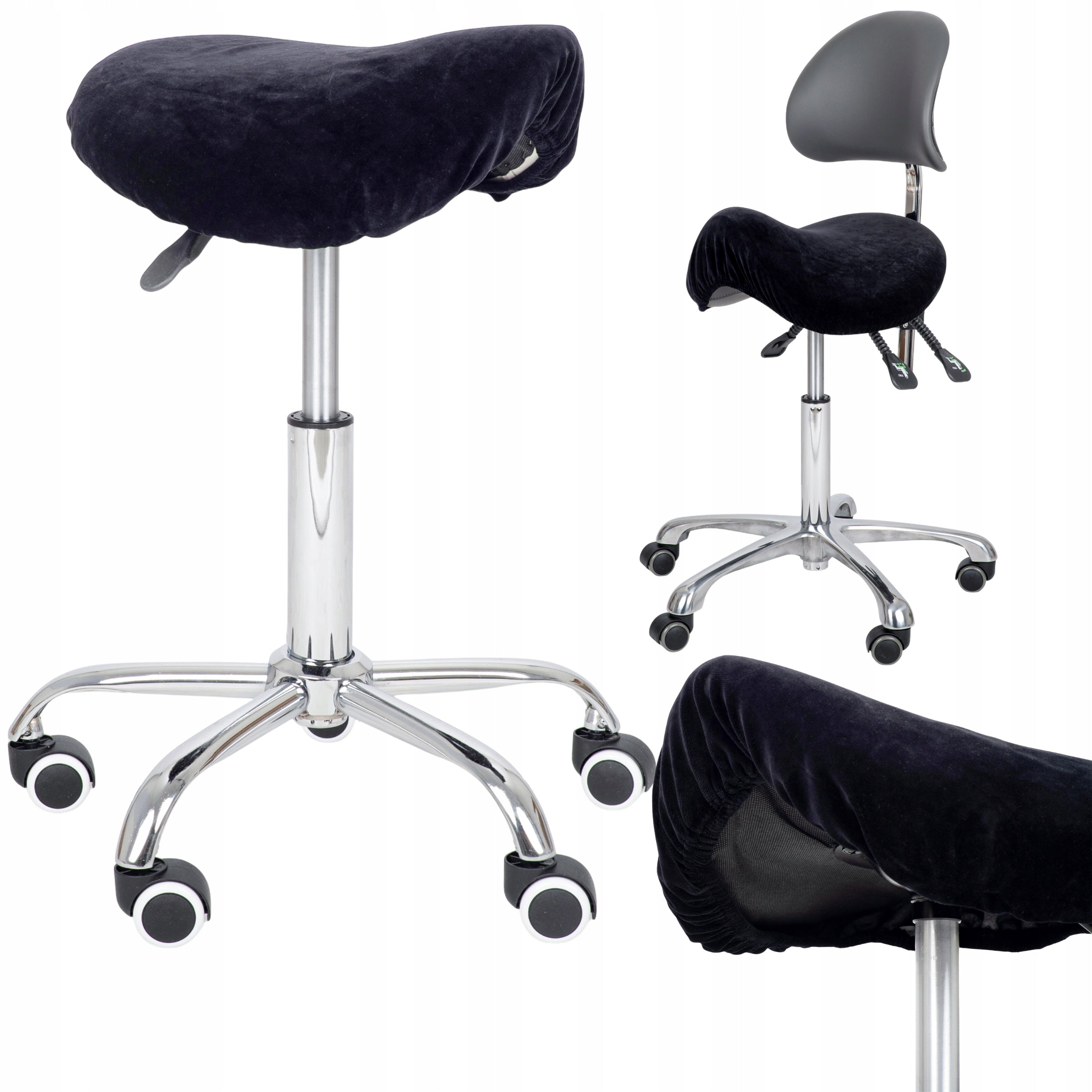 VELOUR SHEET WITH ELASTIC BAND BLACK 60 CM FOR COSMETIC STOOL