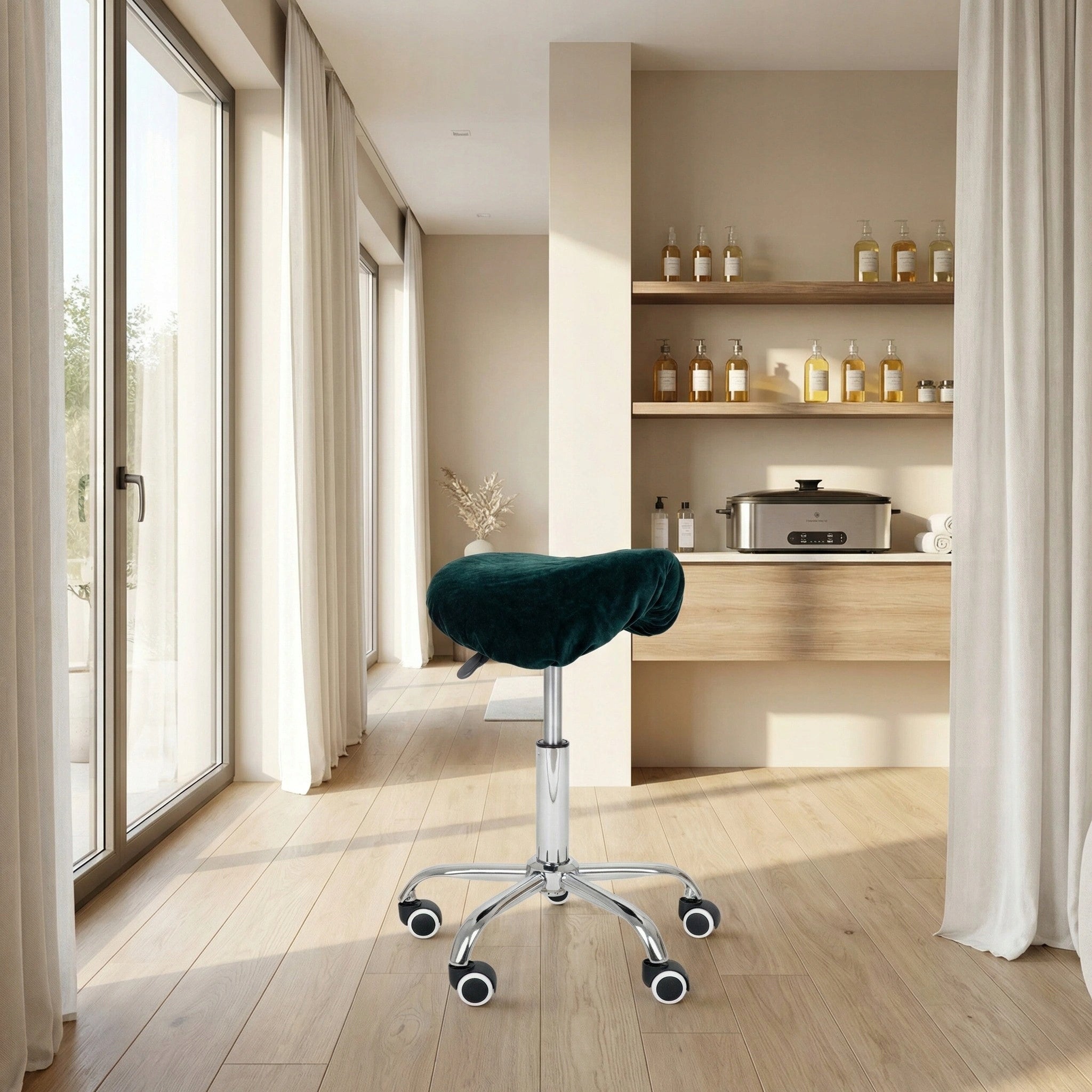VELOUR SHEET WITH ELASTIC BAND BOTTLE GREEN 60 CM COSMETIC STOOL Packaging status original