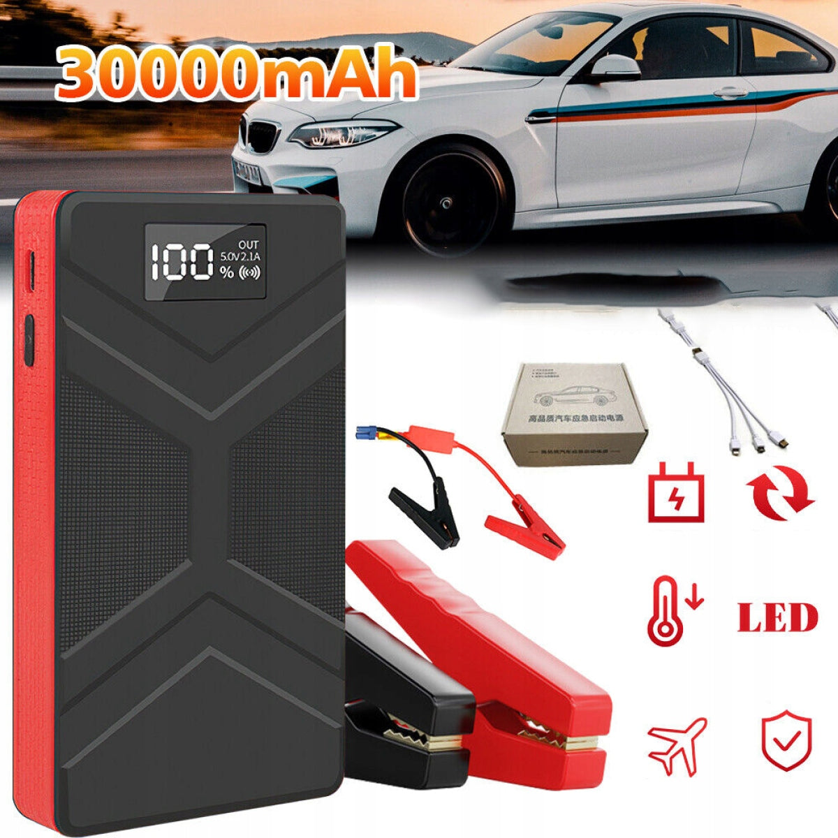 VERSATILE POWER BANK JUMP STARTER CAR CRASH BOOSTER WITH FLASHLIGHT Batteries included yes