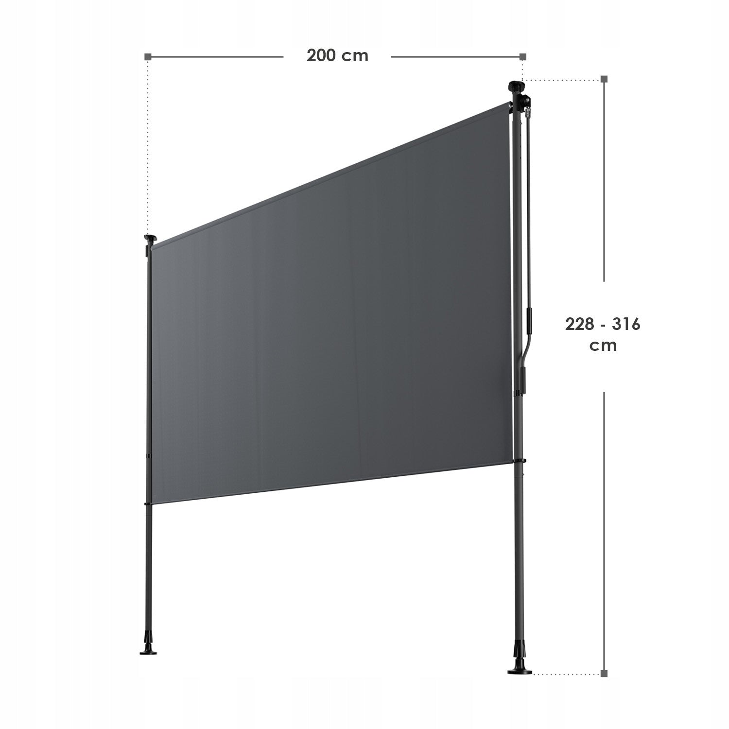VERTICAL AWNING 200x310 CM EXPANSION BALCONY TERRACE ANTHRACITE BLIND Length 310 cm
