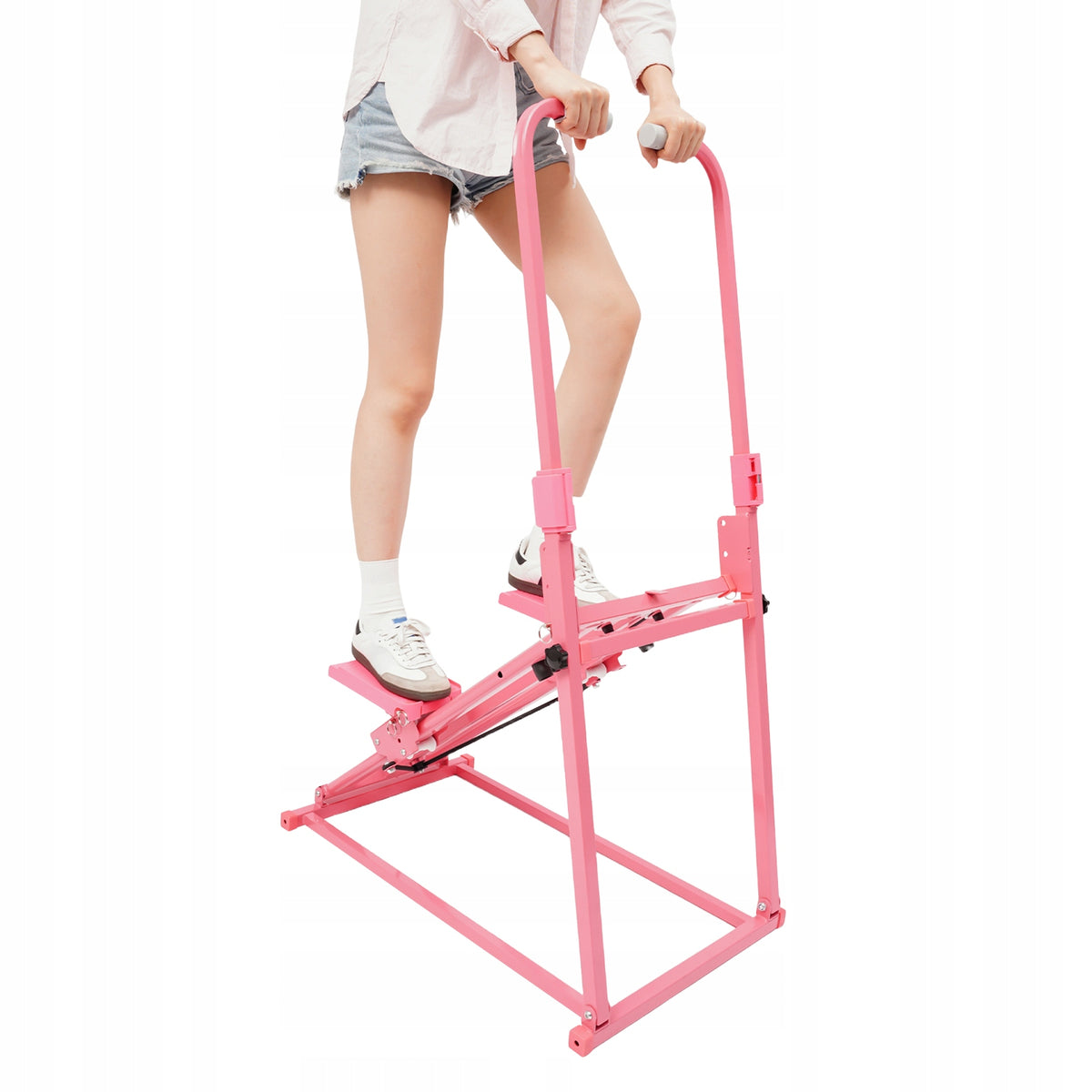 VERTICAL CLIMBING MACHINE FOLDABLE STAIR STEPPER 77*50*121-140 CM PINK