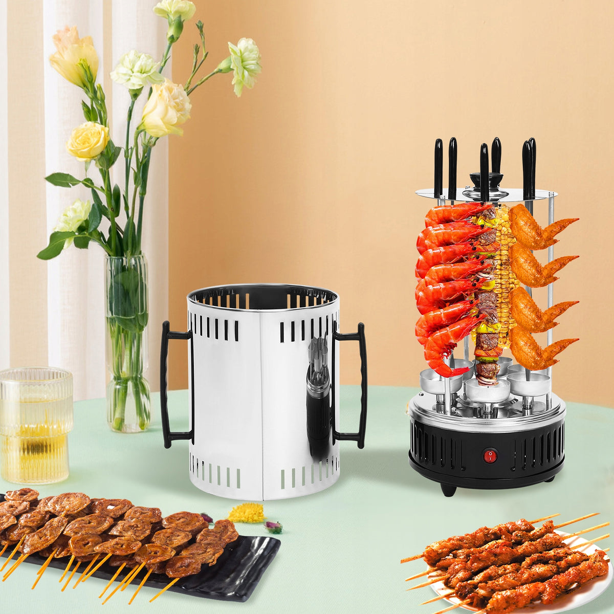 VERTICAL ROTISSERIE GRILL WITH 6 SKEWERS Model 1769892890006