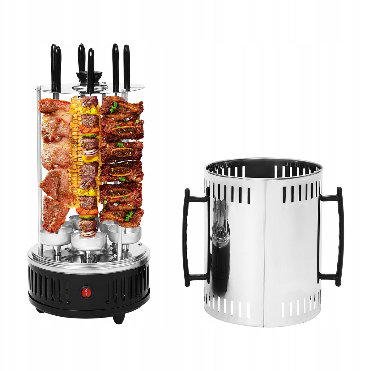 VERTICAL ROTISSERIE GRILL WITH 6 SKEWERS