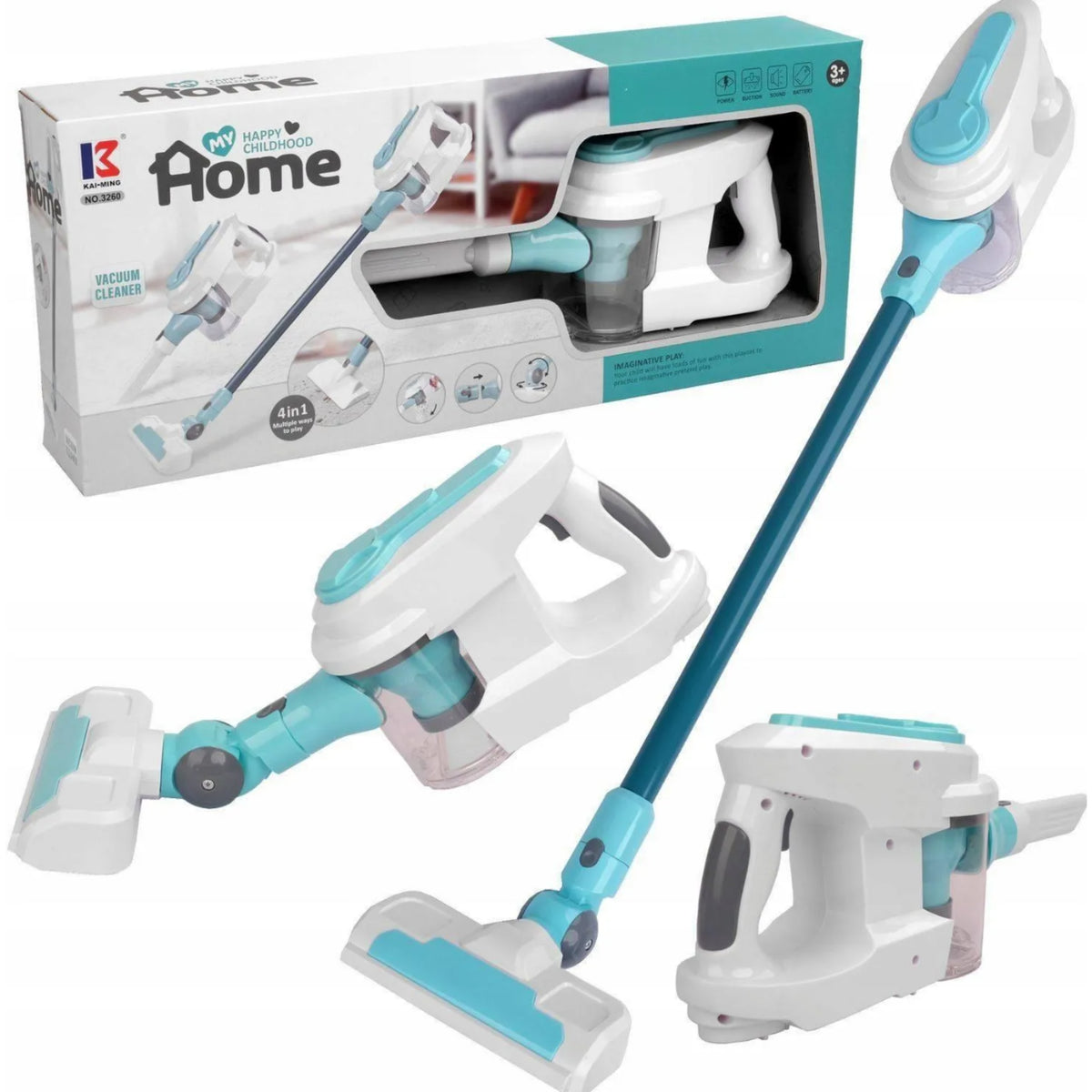 VERTICAL VACUUM CLEANER FOR CHILDREN HANDHELD 4in1 3 TIPS INTERACTIVE SOUND Color multicolor