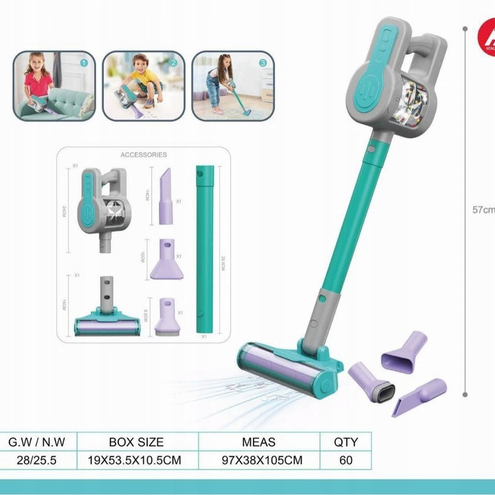 VERTICAL VACUUM CLEANER FOR CHILDREN PULLS HOUSEHOLD APPLIANCES BATTERY OPERATED suction function 4IN1 Brand Askato