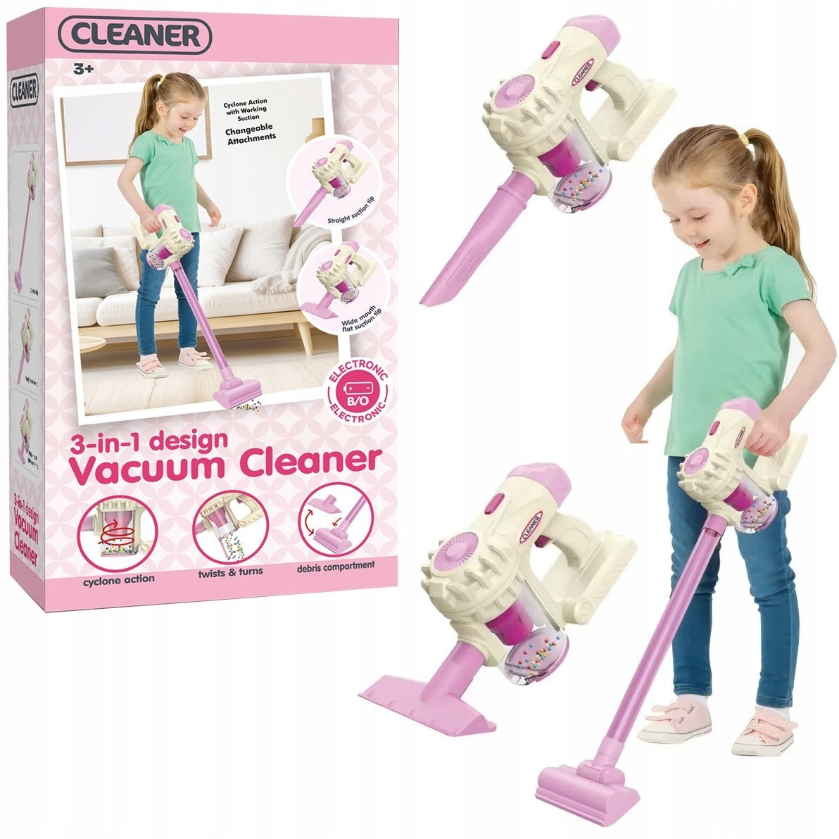 VERTICAL VACUUM CLEANER FOR CHILDREN WITH USB CHARGER 2 IN 1 TIPS (id: 17174)