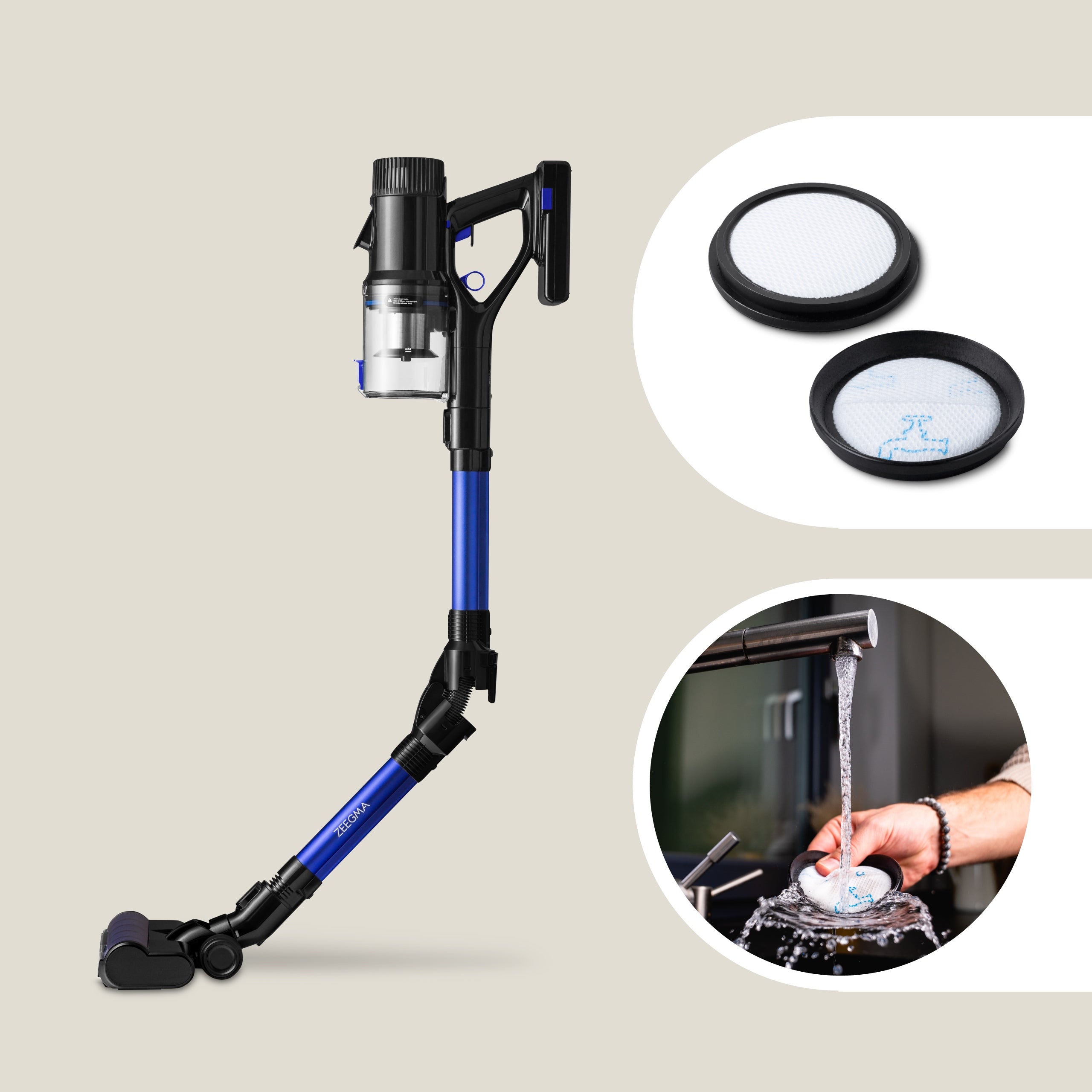 VERTICAL VACUUM CLEANER WIRELESS HANDHELD BAGLESS UP TO 60min ELECTROBRUSH Power supply rechargeable battery