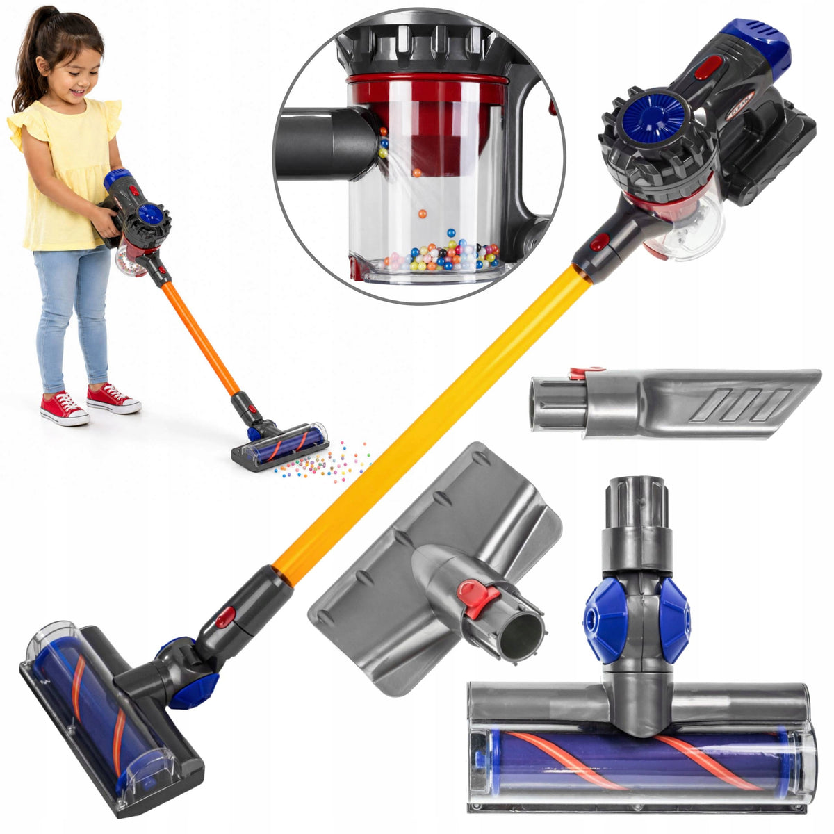 VERTICAL VACUUM CLEANER for children 3in1 wireless PULLS LED BALLS sound