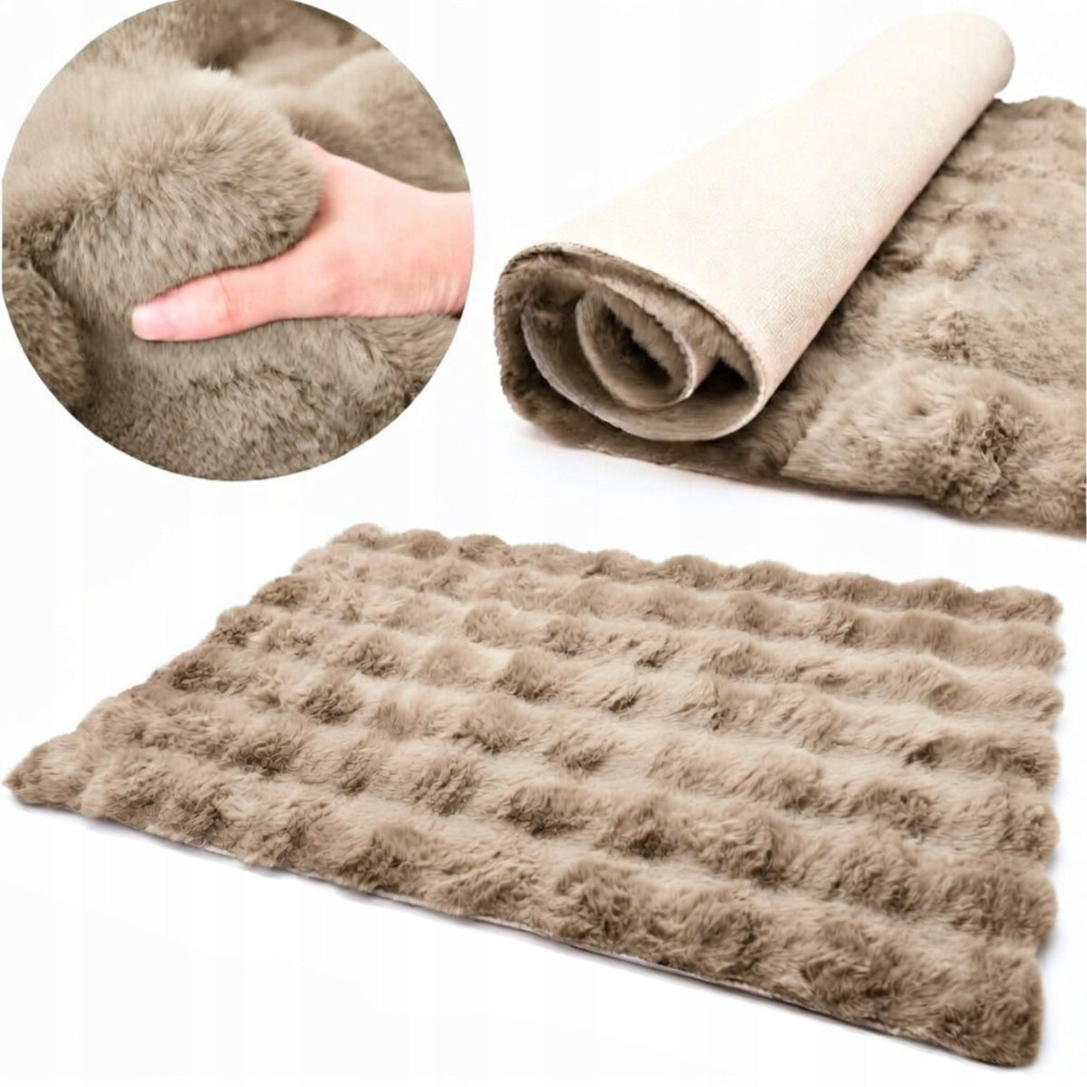 VERY SOFT BUBBLE RUG FAUX FUR 90X60 GREY