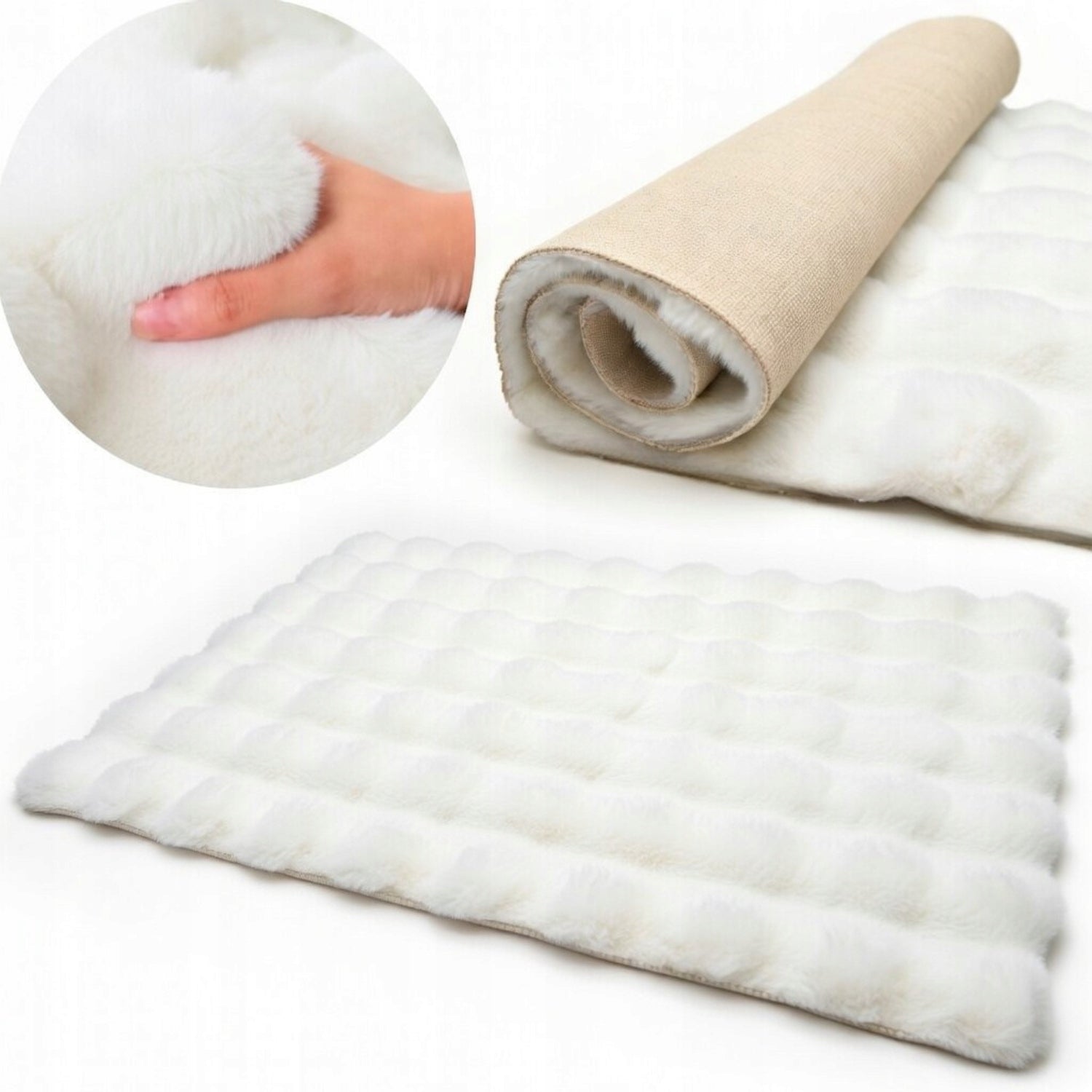 VERY SOFT BUBBLE RUG FAUX FUR 90X60 WHITE