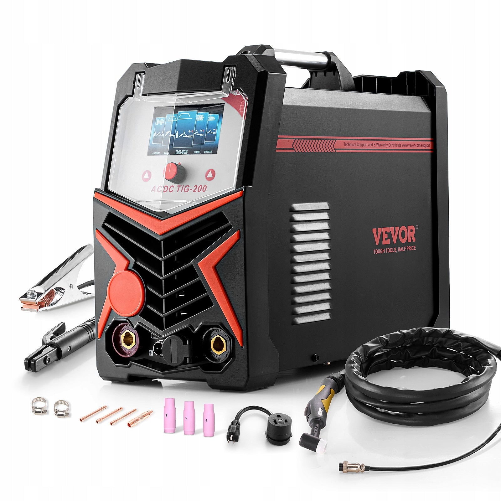 VEVOR 6 In 1 TIG Welder For Aluminum 200A With Intelligent LED Display