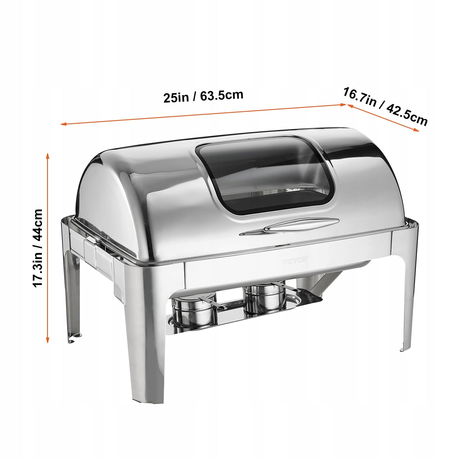 VEVOR 9Qt 1 Pack Rectangle Roll Top Chafing Dish Set with 2 Half Size Pans EAN (GTIN) 840281577125