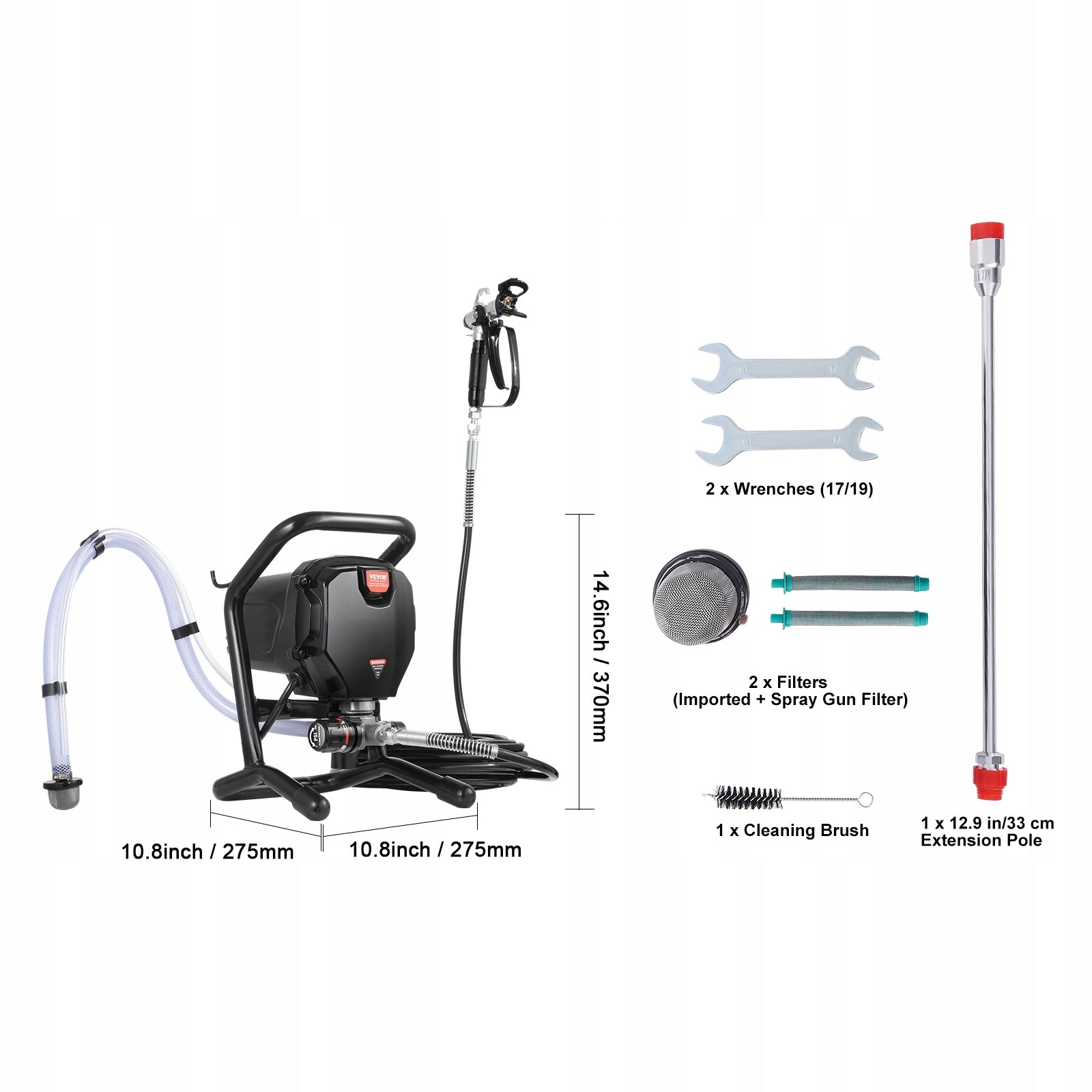 VEVOR Airless Spray Gun 750W 1,2L/MIN With 7,6M Hose Manufacturer code ZSSGYWQPTJST