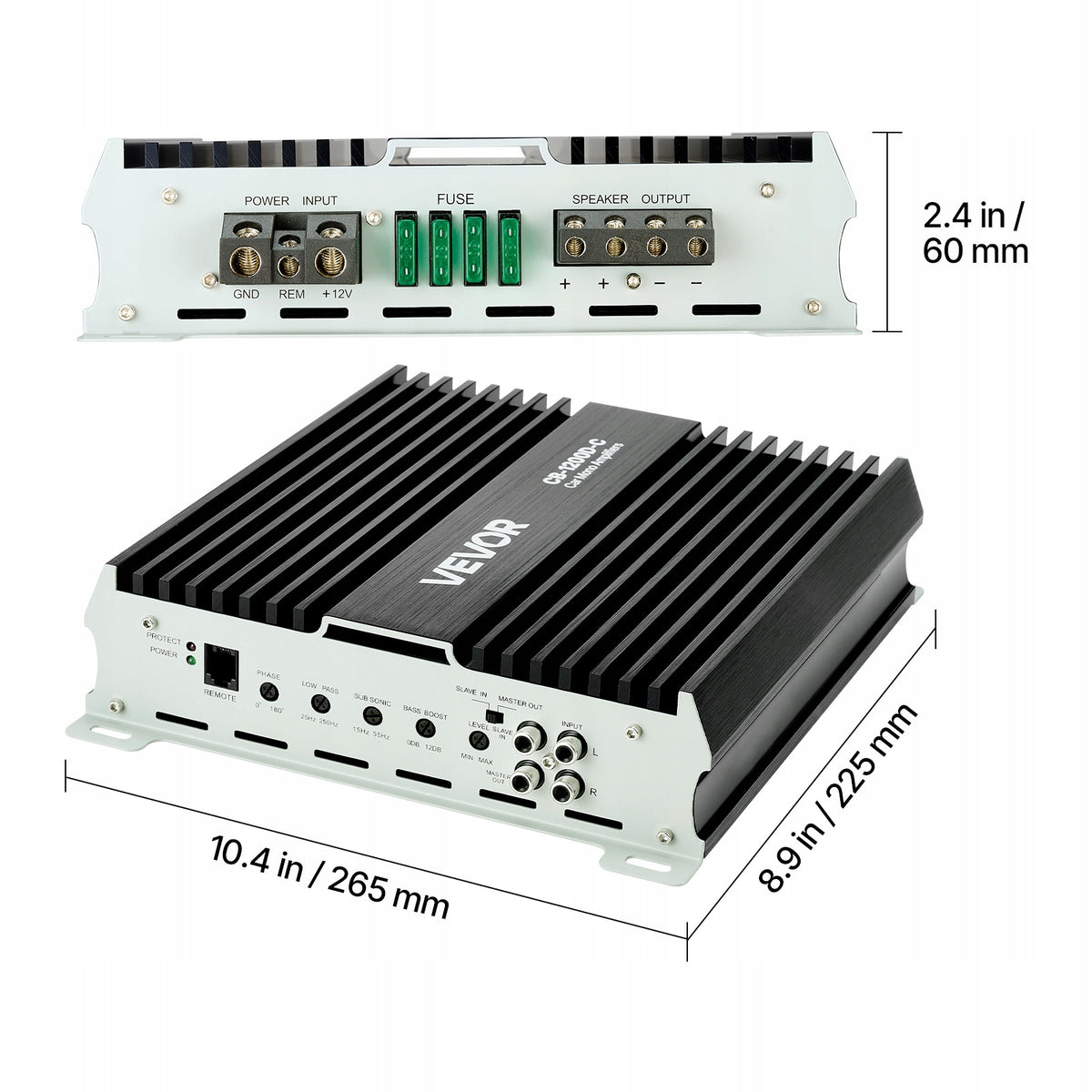 VEVOR Car Amplifier 1200W Monoblock Class D Cooling And Protection Model CB-1200D-C