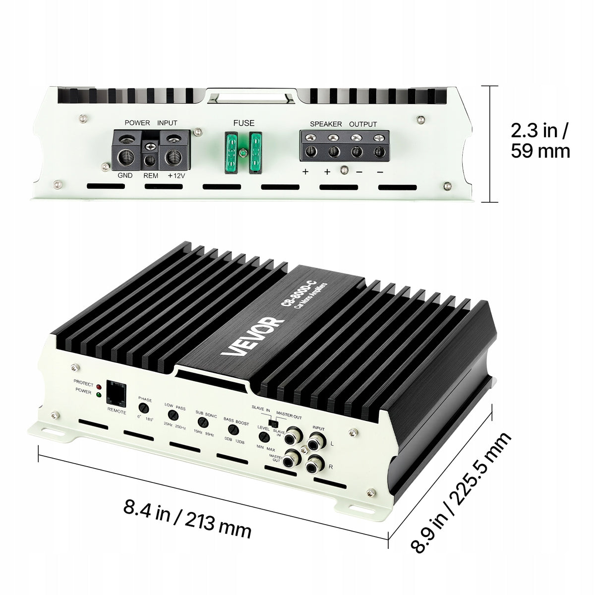 VEVOR Car Amplifier 800W Monoblock Class D Cooling And Protection Model CB-800D-C