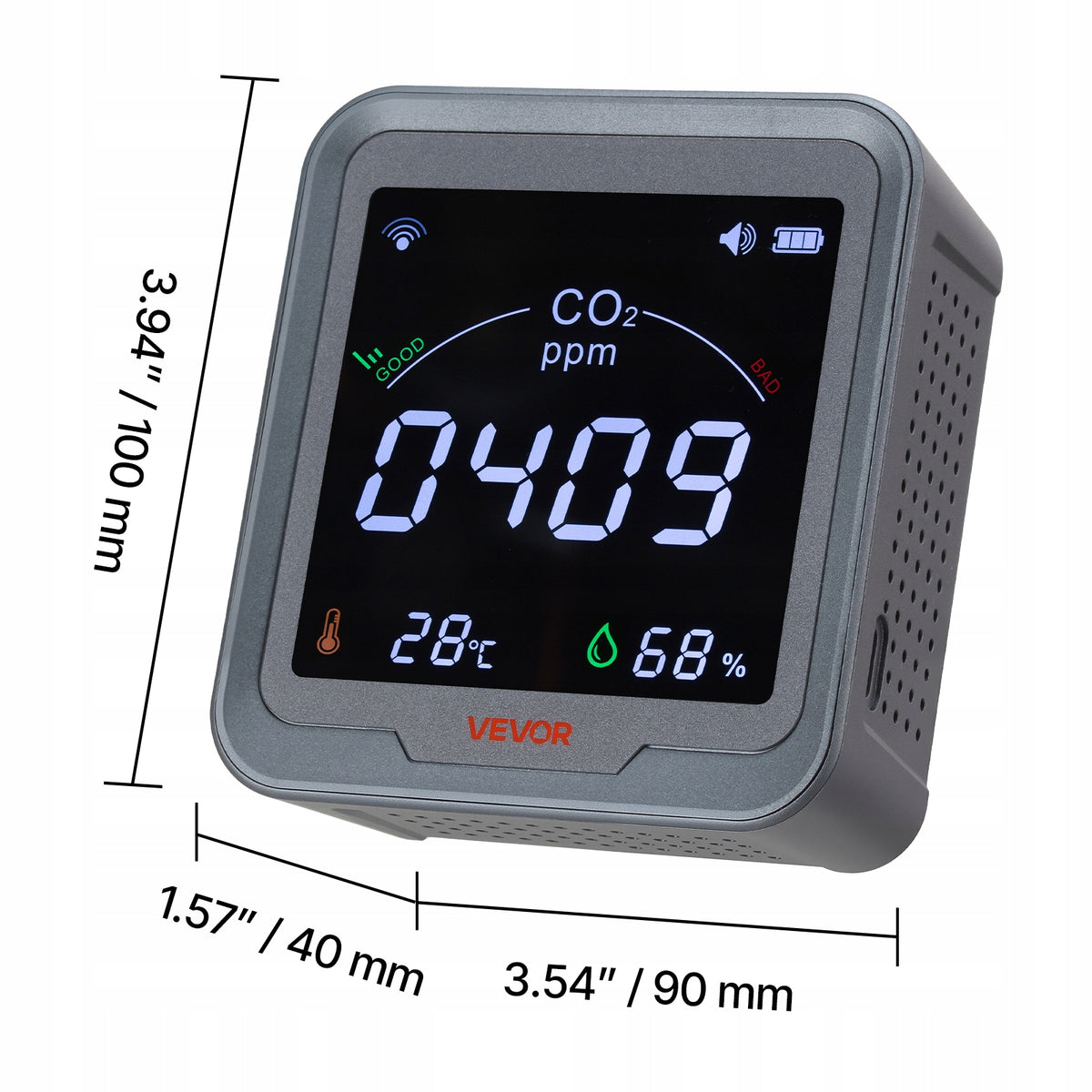 VEVOR Carbon Dioxide Sensor With Mini Program Carbon Dioxide Meter Brand Vevor