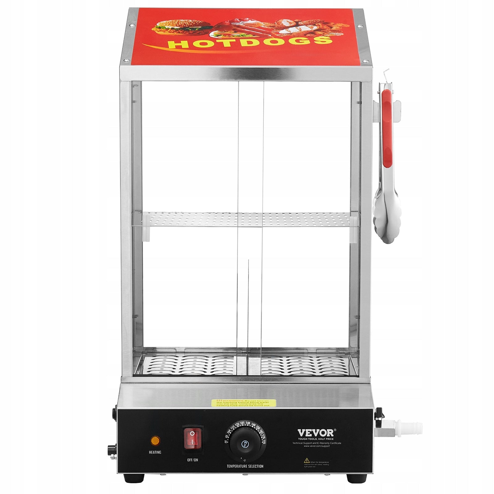 VEVOR Commercial Hot Dog Steamer 2-Tier Electric Bun Warmer 37L Slide Doors Manufacturer code RGZSJ3
