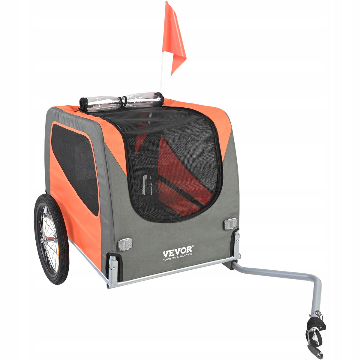 VEVOR Dog Bike Trailer 66lbs Folding Orange/Gray with Wheels Coupler Trade name Przyczepka Rowerowa Dla Zwierząt