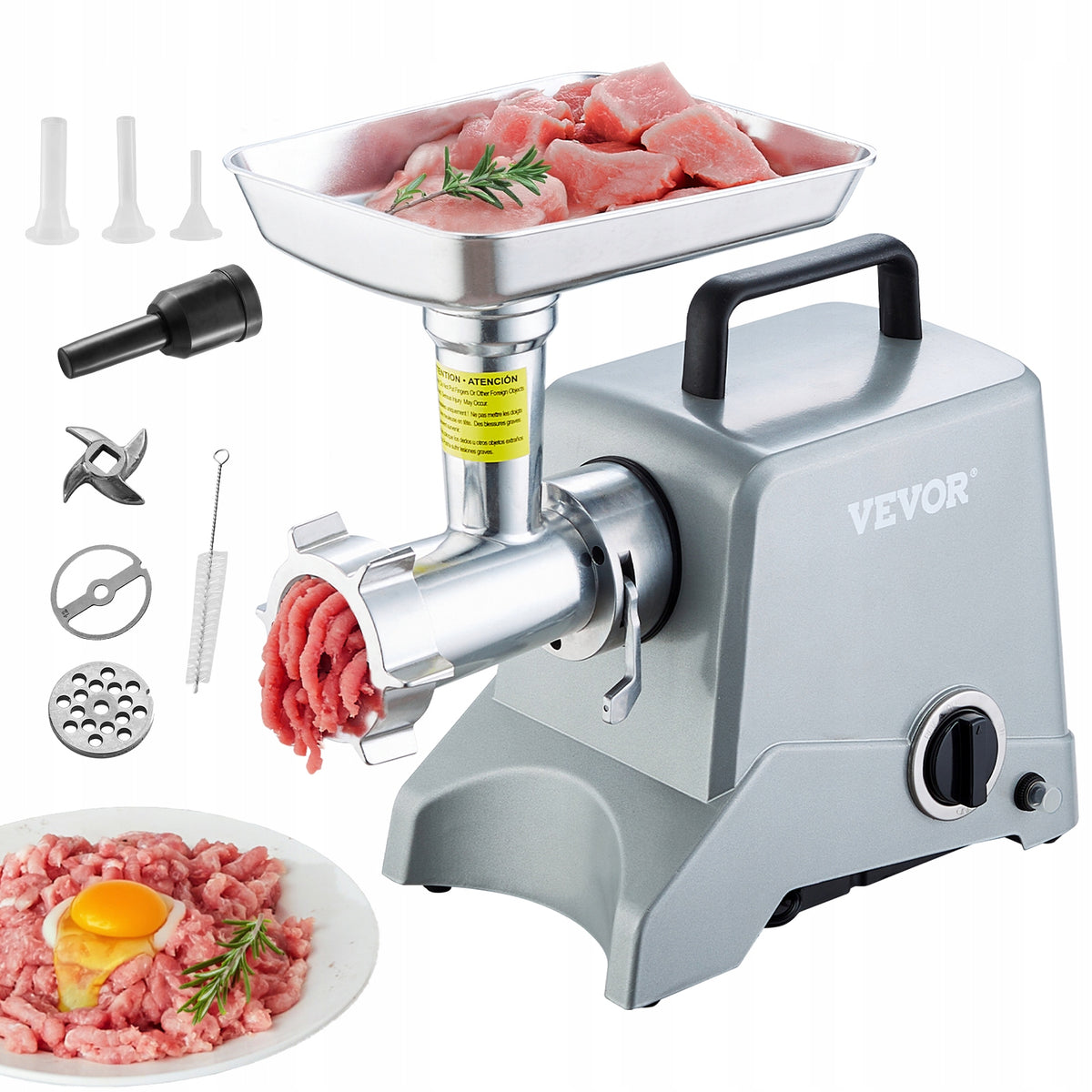 VEVOR Electric Meat Machine 2,27KG/MIN Max 800W Aluminium