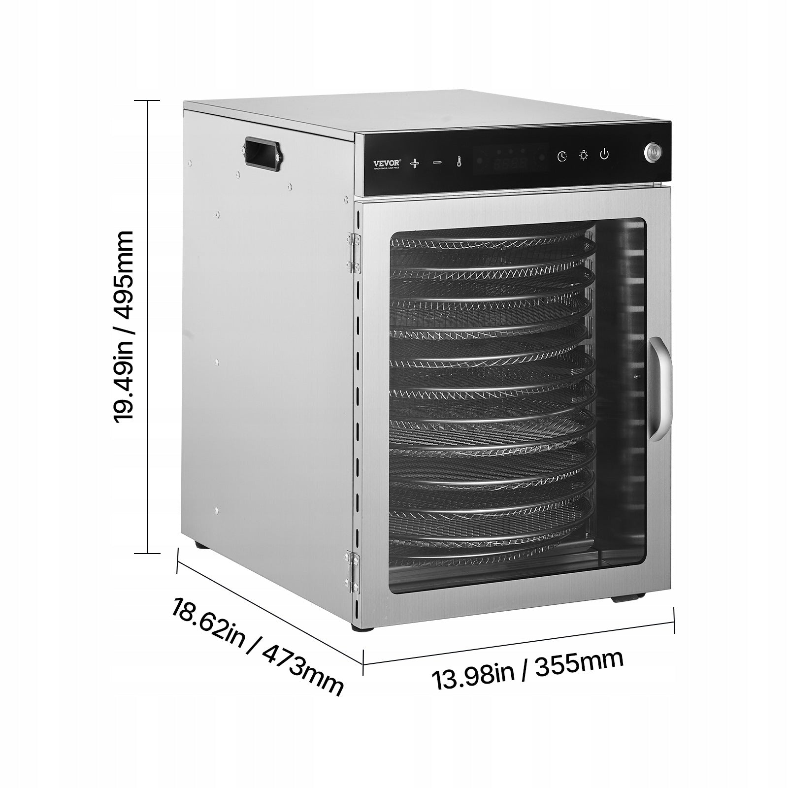 VEVOR Food Dryer 800W 45,5L 12 Stainless Steel Trays Round Manufacturer code SGHGJ8