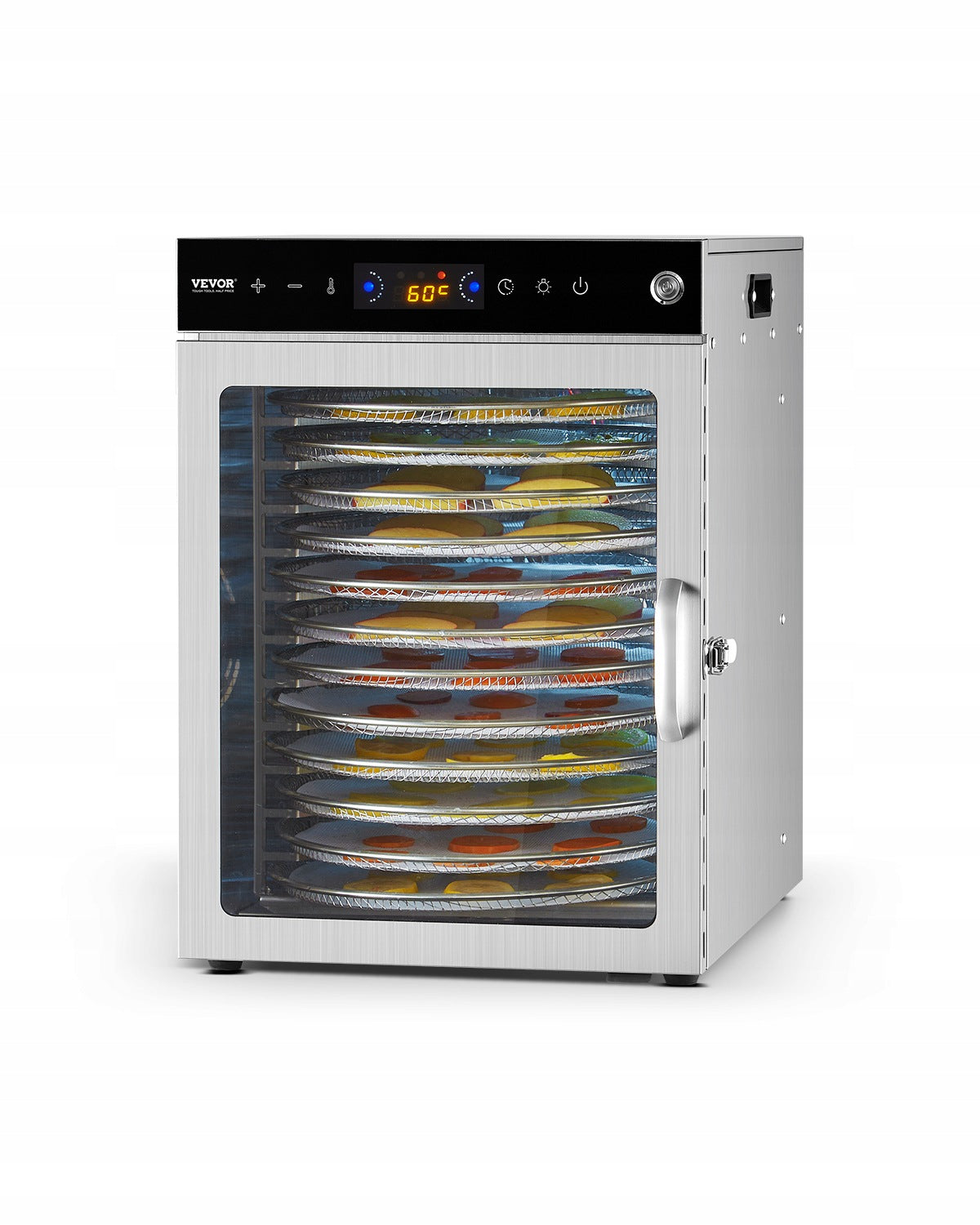 VEVOR Food Dryer 800W 45,5L 12 Stainless Steel Trays Round