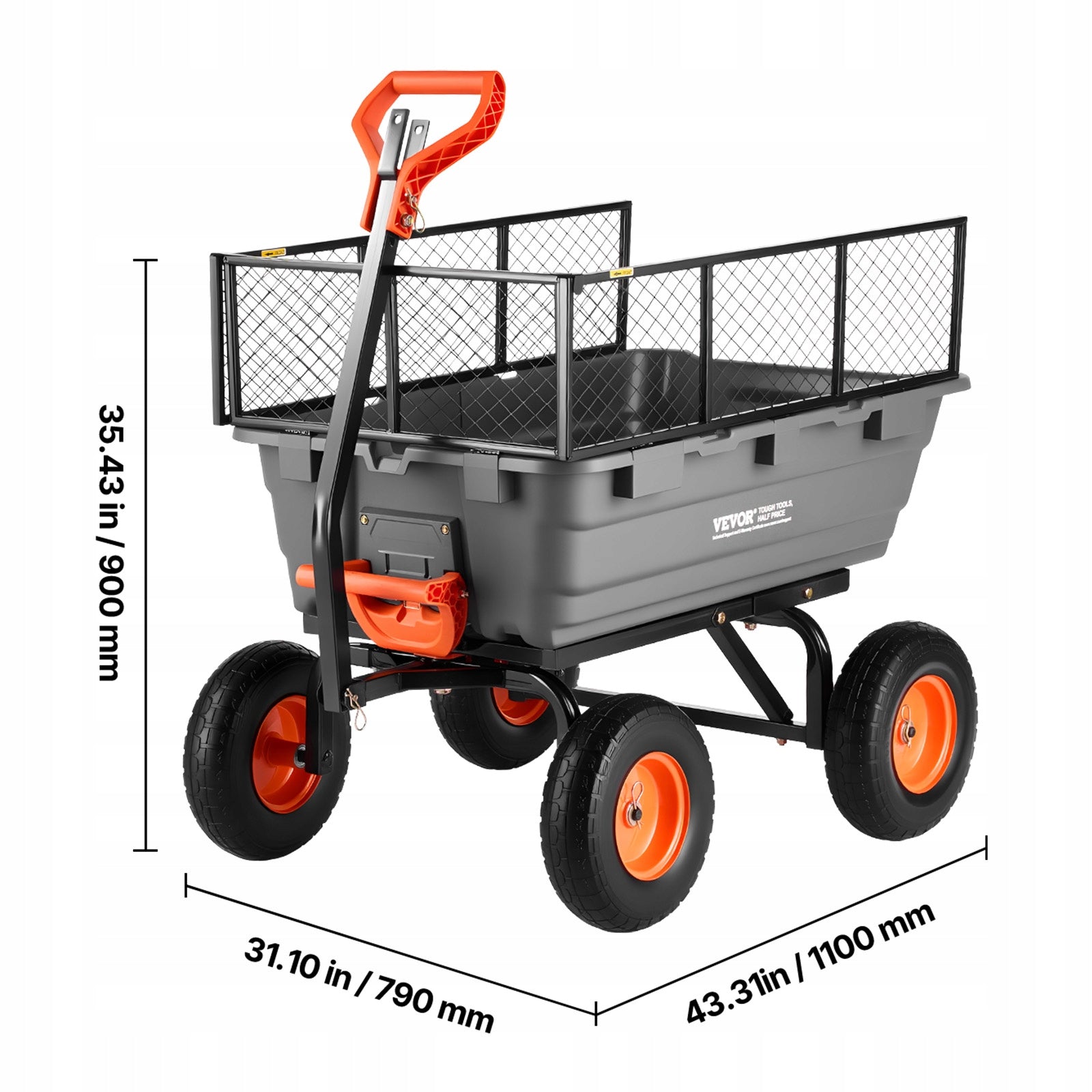 VEVOR Garden Cart 544KG With Tipping Function With 13" Polyurethane Tyres Manufacturer code SLZXTC1200B1Y5