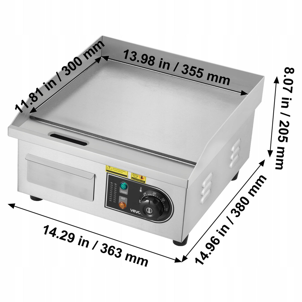 VEVOR Grill Plate 2000W 35,5x30CM Electric Easy Cleaning Large Manufacturer code SYKDBLQP10MMY4