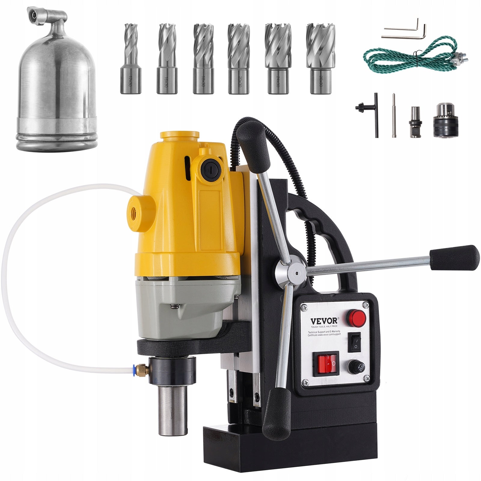 VEVOR Magnetic Drill 1100W 12000N 40MM With 6Pcs Chisel Drill Bits