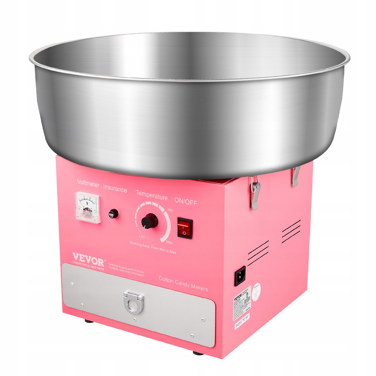 VEVOR Maszyna Do Waty Cukrowej 1000W 52CM Różowa Z Kontrola Temperatury