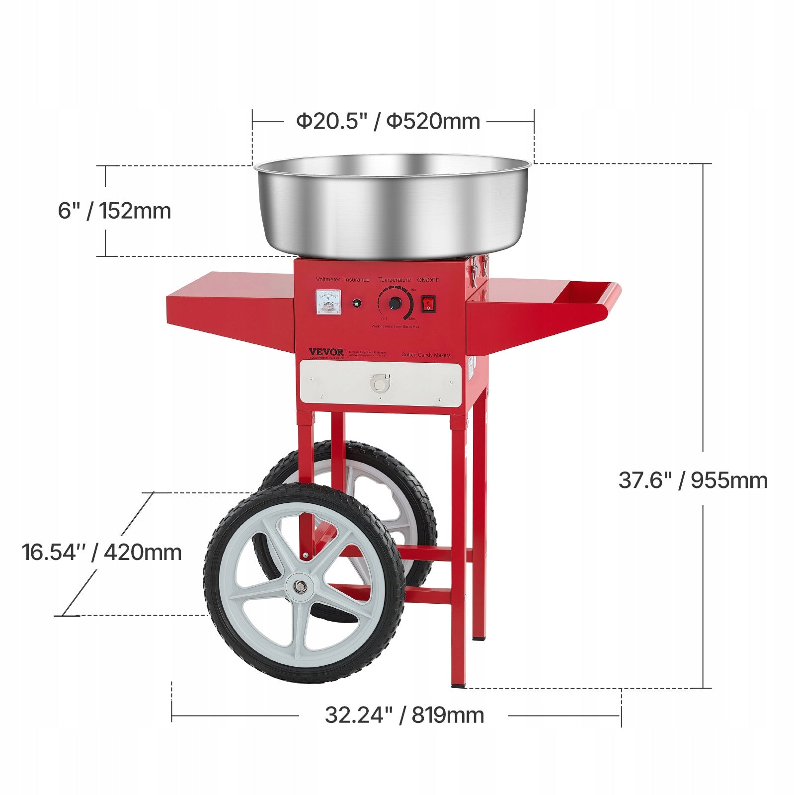 VEVOR Maszyna Do Waty Cukrowej 1000W 52CM Z Wózkiem I Kontrola Temperatury Manufacturer code HCMHTJHSWGZMSF
