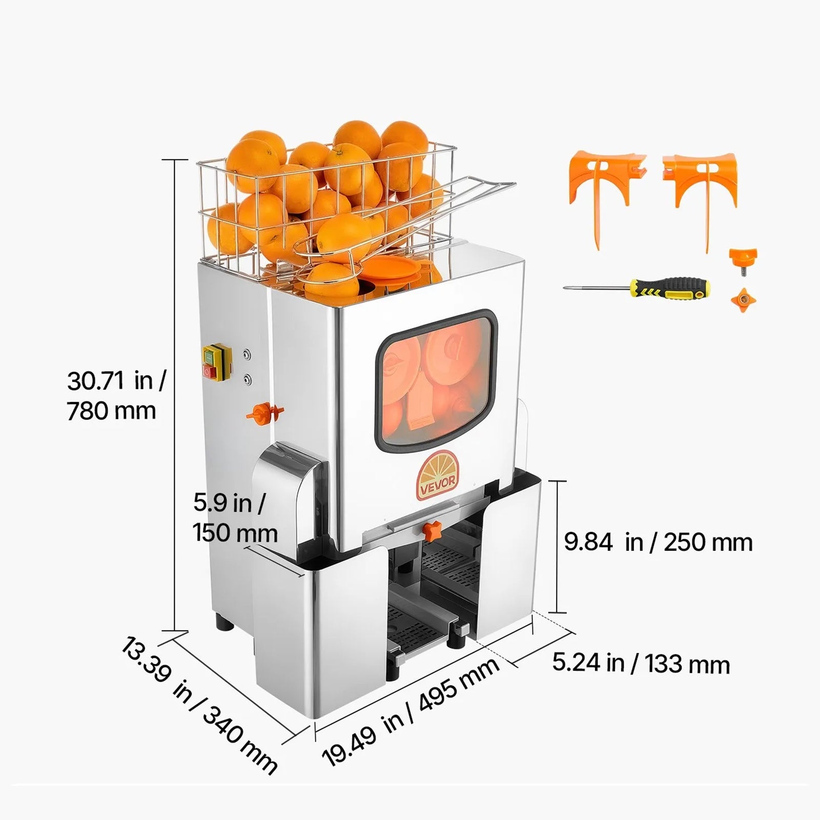 VEVOR Orange Juicer 120W Easy to Clean Stainless Steel Manufacturer code BZDJLCZJ120W6