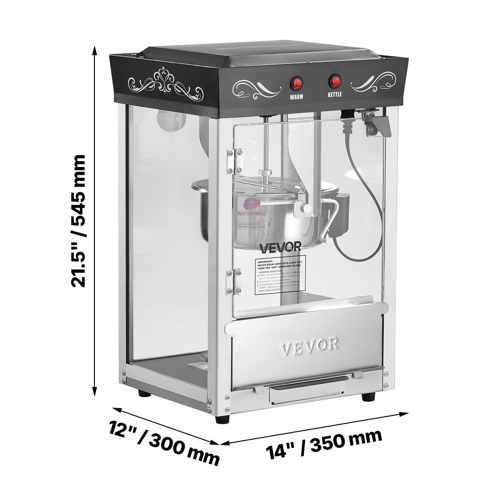 VEVOR Popcorn Machine 800W 237ML Black Loading 48 Cups Manufacturer code TSBMHJHS8OZW