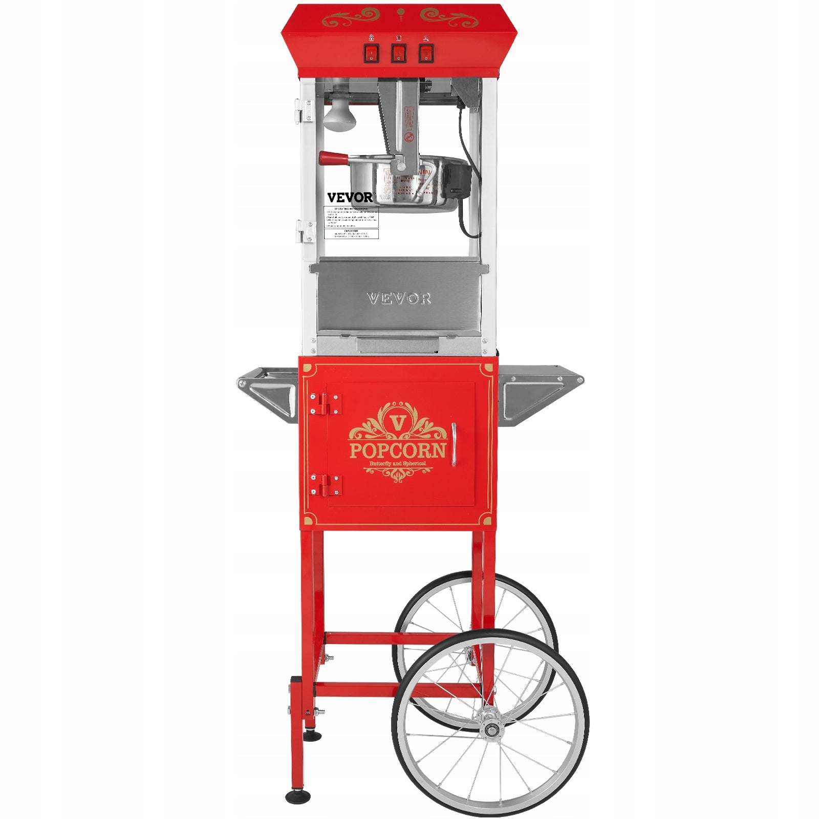 VEVOR Popcorn Machine 850W 227G Ease of Cleaning With Cart Red